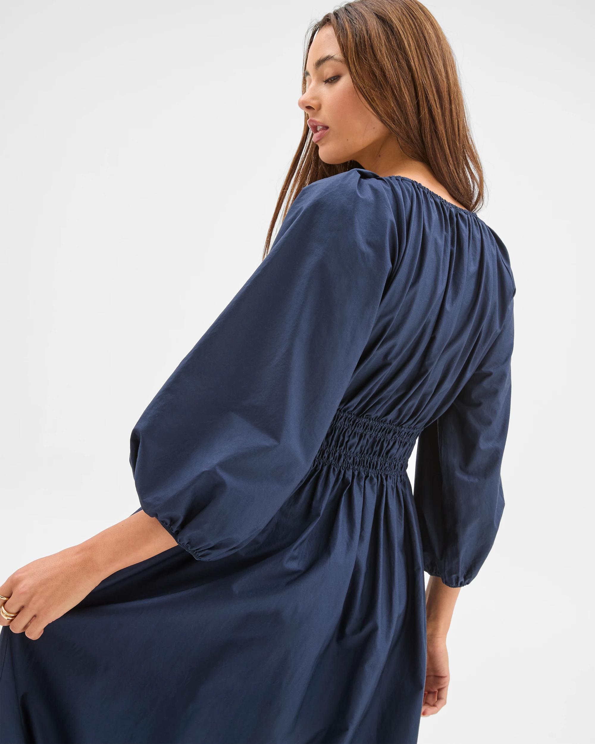 6 Lily Loves Australian Cotton V-Neck Maxi Dress INK NAVY, 6 of 7