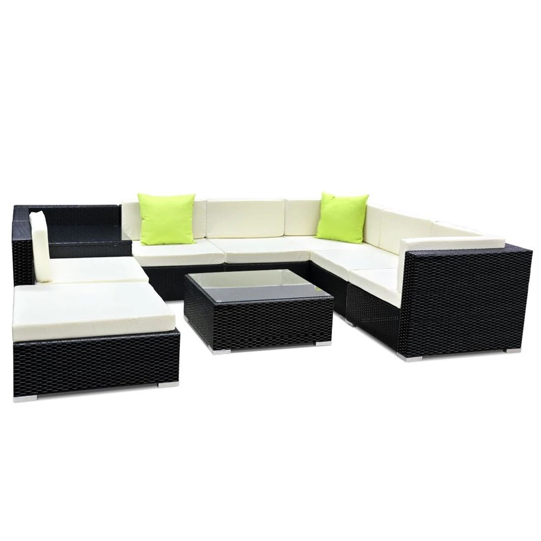 1 Gardeon 9-Piece Outdoor Sofa Set Wicker Couch Lounge Setting Cover
 - black, 1 of 4