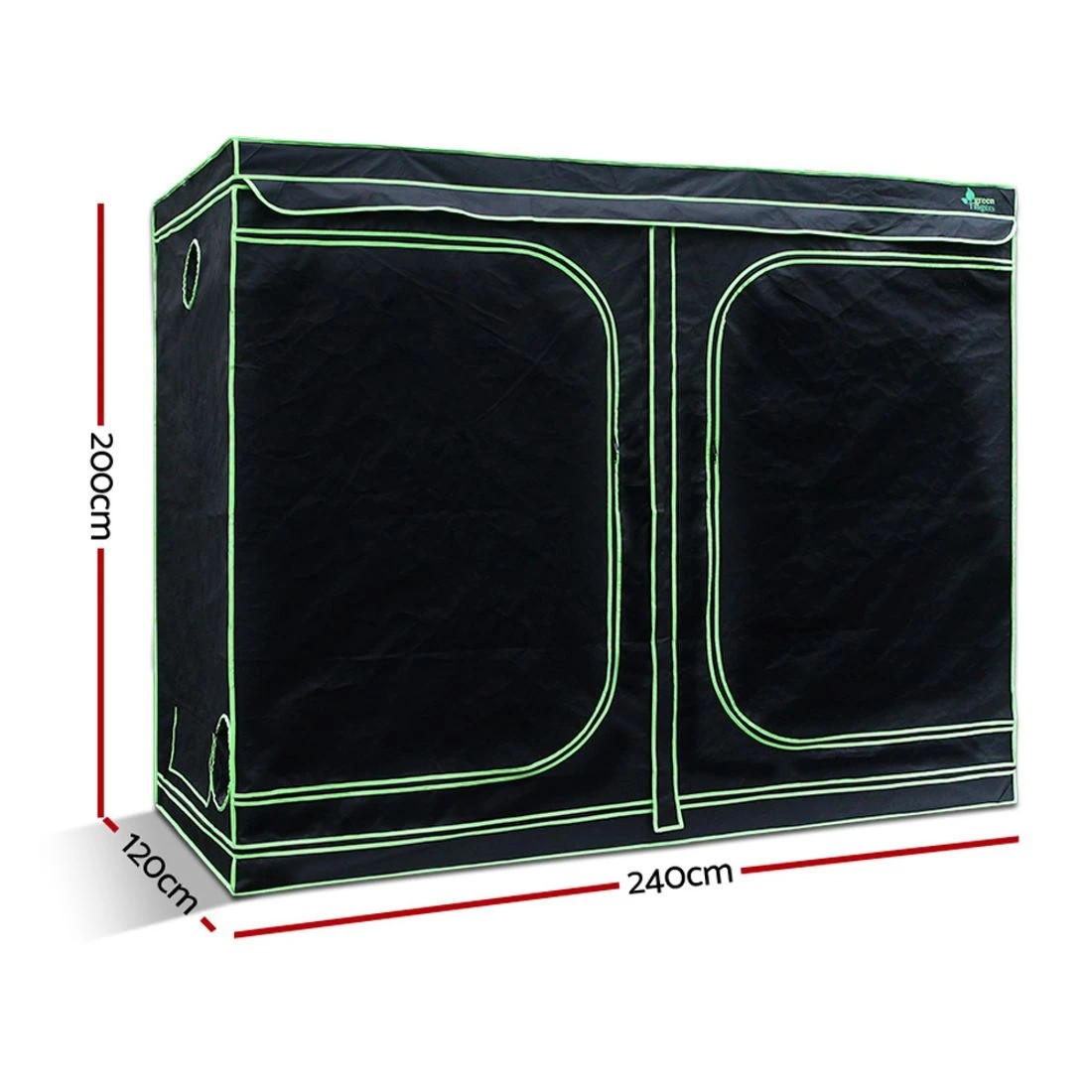 2 Green Fingers Grow Tent 240x120x200CM Hydroponics Kit Indoor Plant Room System - Black, 2 of 5
