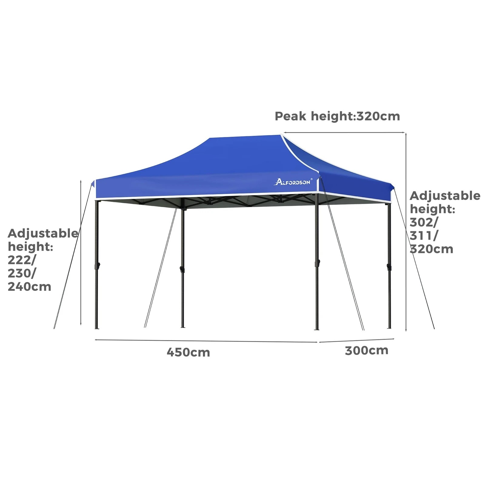 9 Alfordson Gazebo 3x4.5m Pop Up Marquee Canopy - Blue, 9 of 10