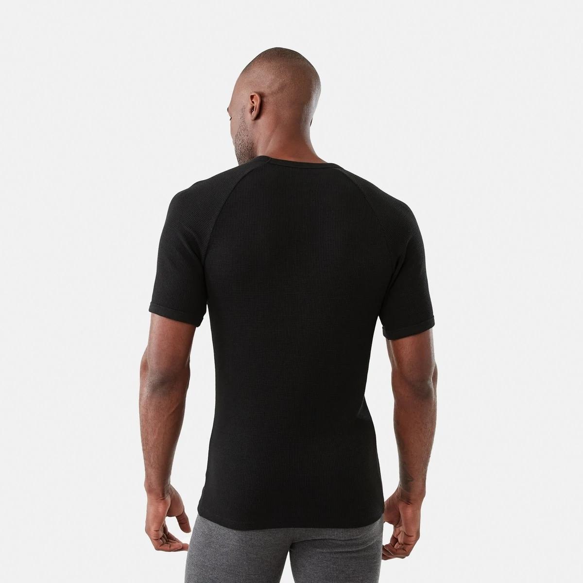3 Short Sleeve Mini Waffle Thermal Top Black, 3 of 5