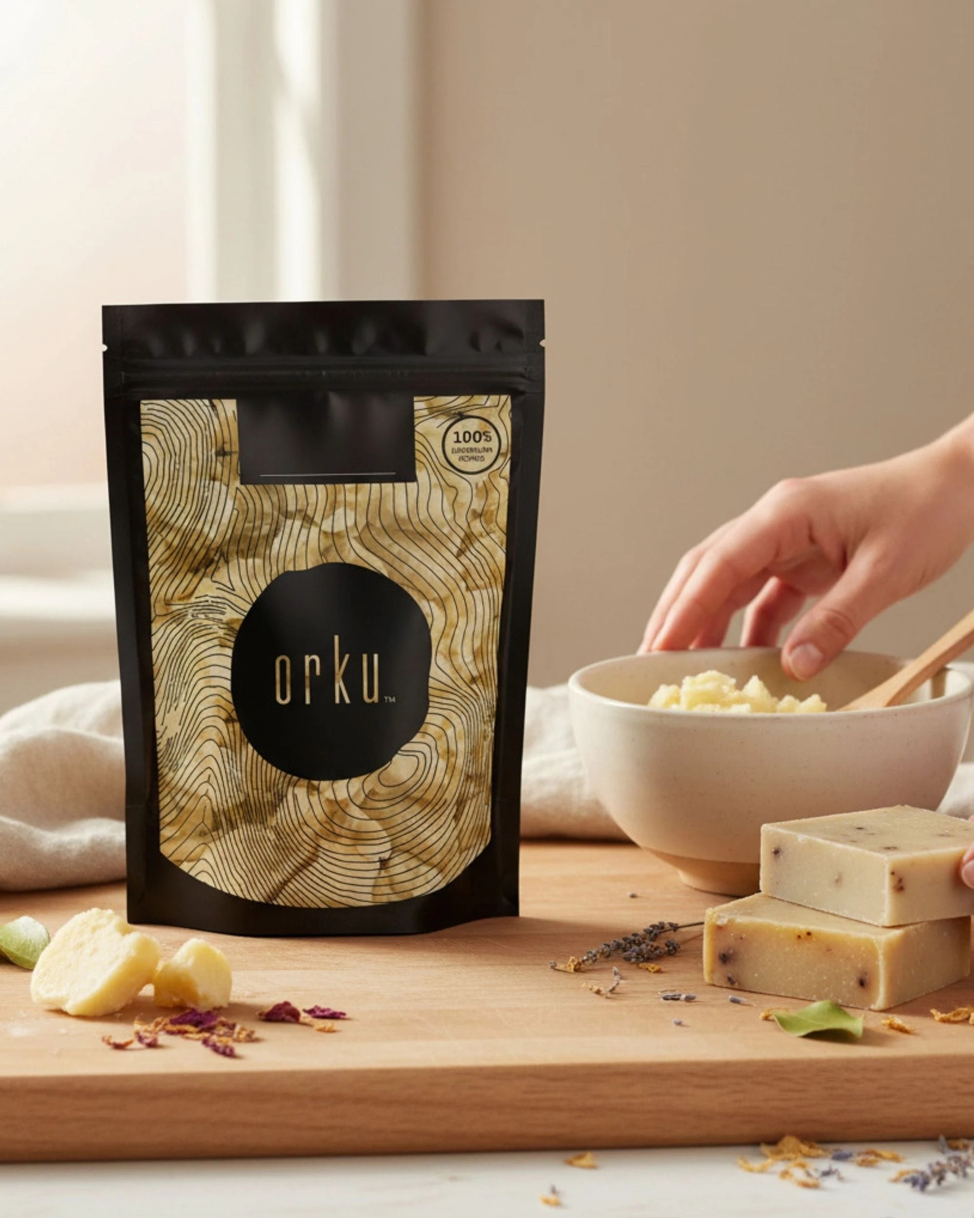 3 Orku 400g Organic Unrefined Shea Butter Raw African Karite Chunks, 3 of 3