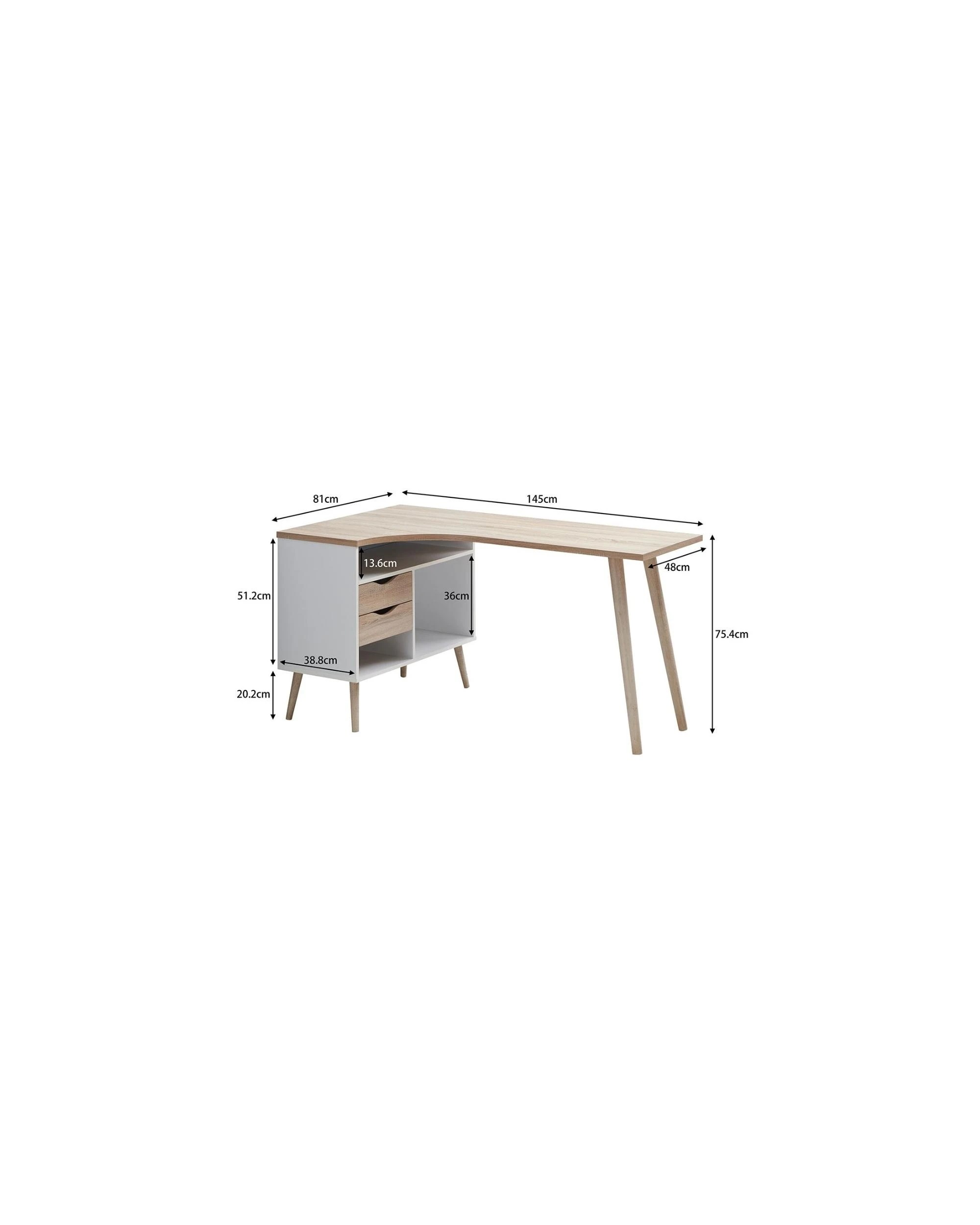 7 Kodu Desk Computer Home Office Study 2 Drawers with Storage - Natural, 7 of 7