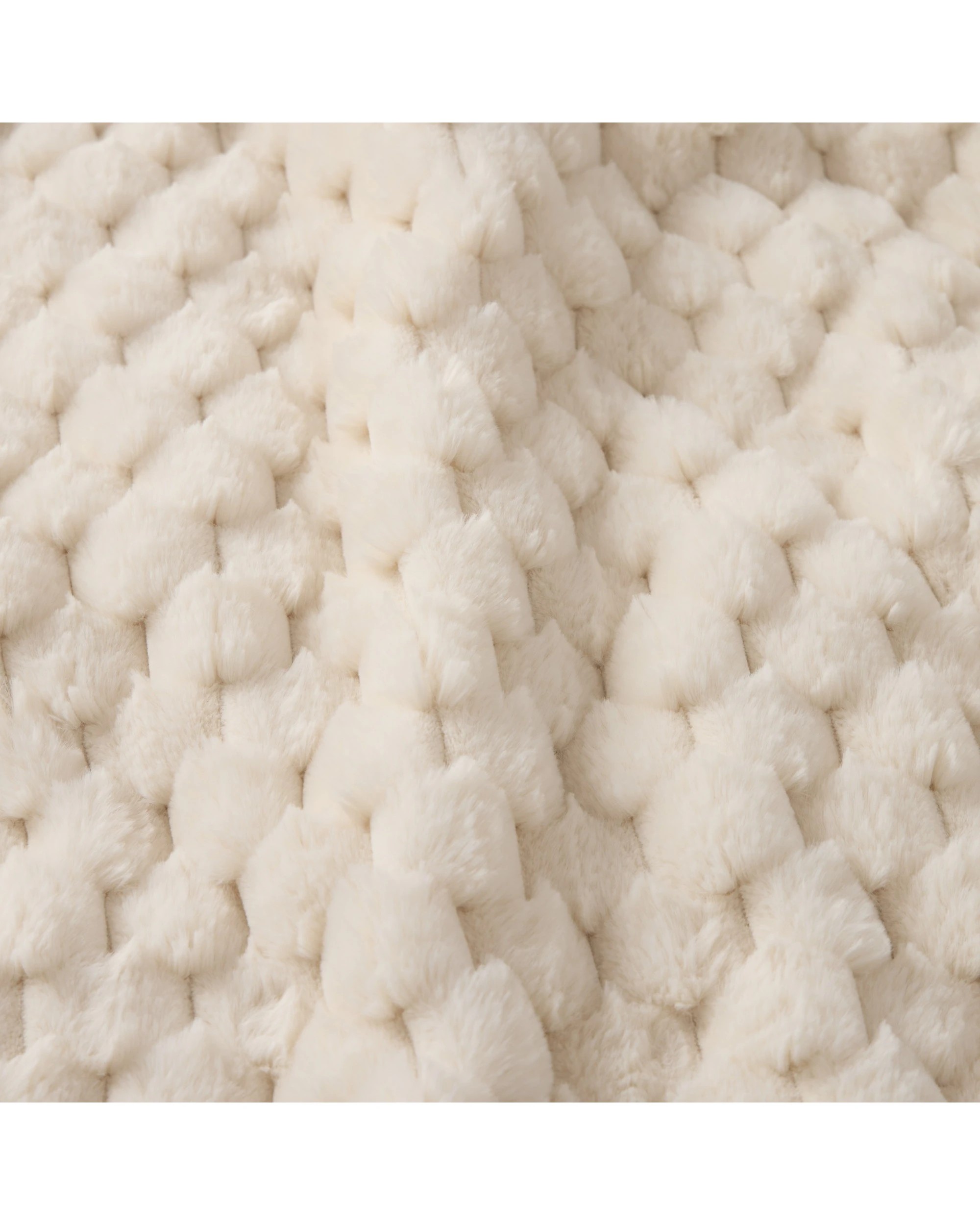3 Dreamaker Emmett Textured Faux Fur Throw 130x170cm - Cream, 3 of 6