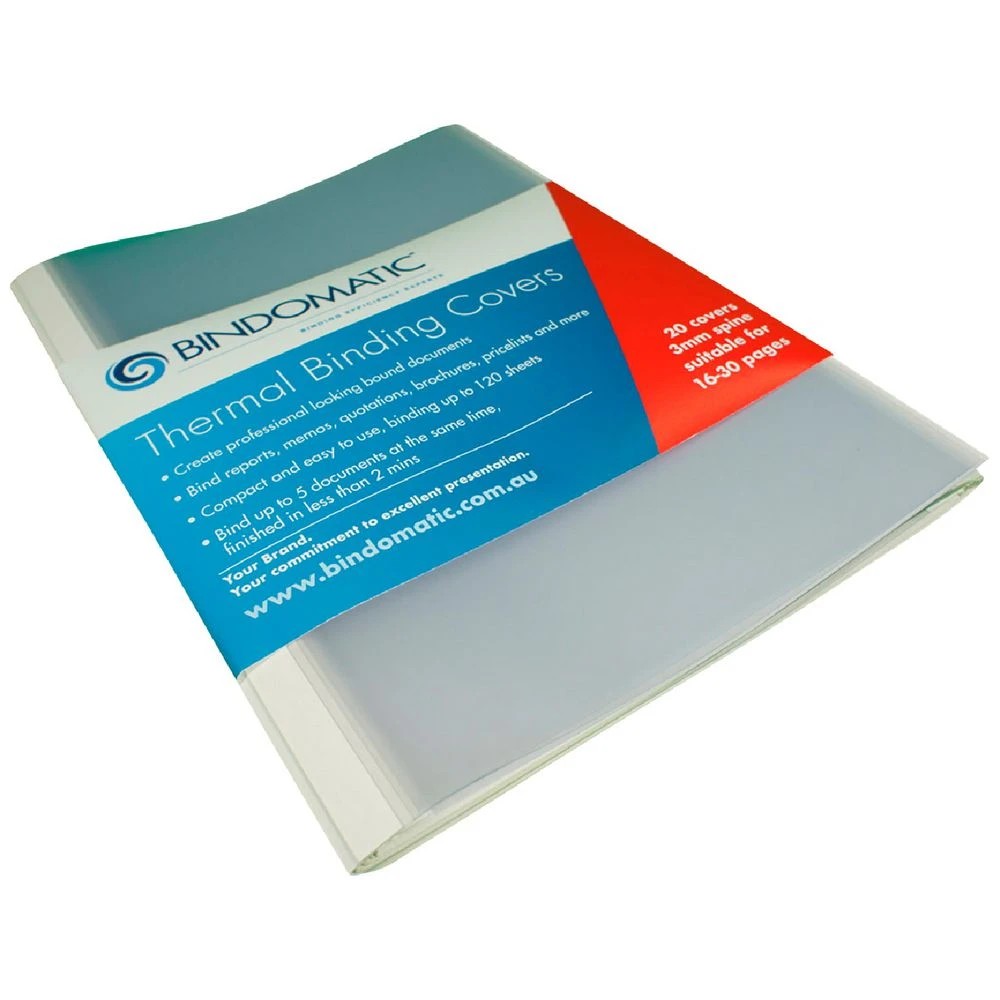 2 Bindomatic Thermal Binding Covers A4 3mm White 20 Pack, 2 of 2