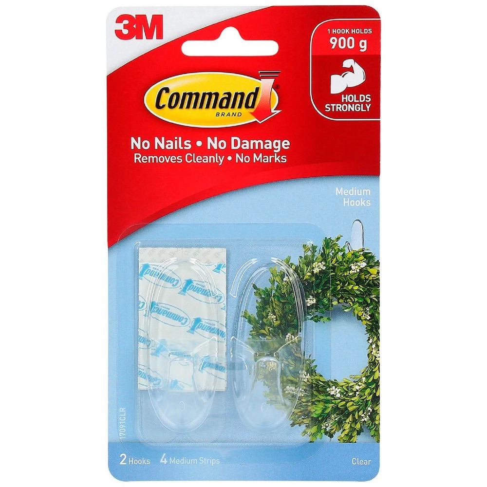 1 3M Command Medium Clear Hooks With Clear Strips, 1 of 7