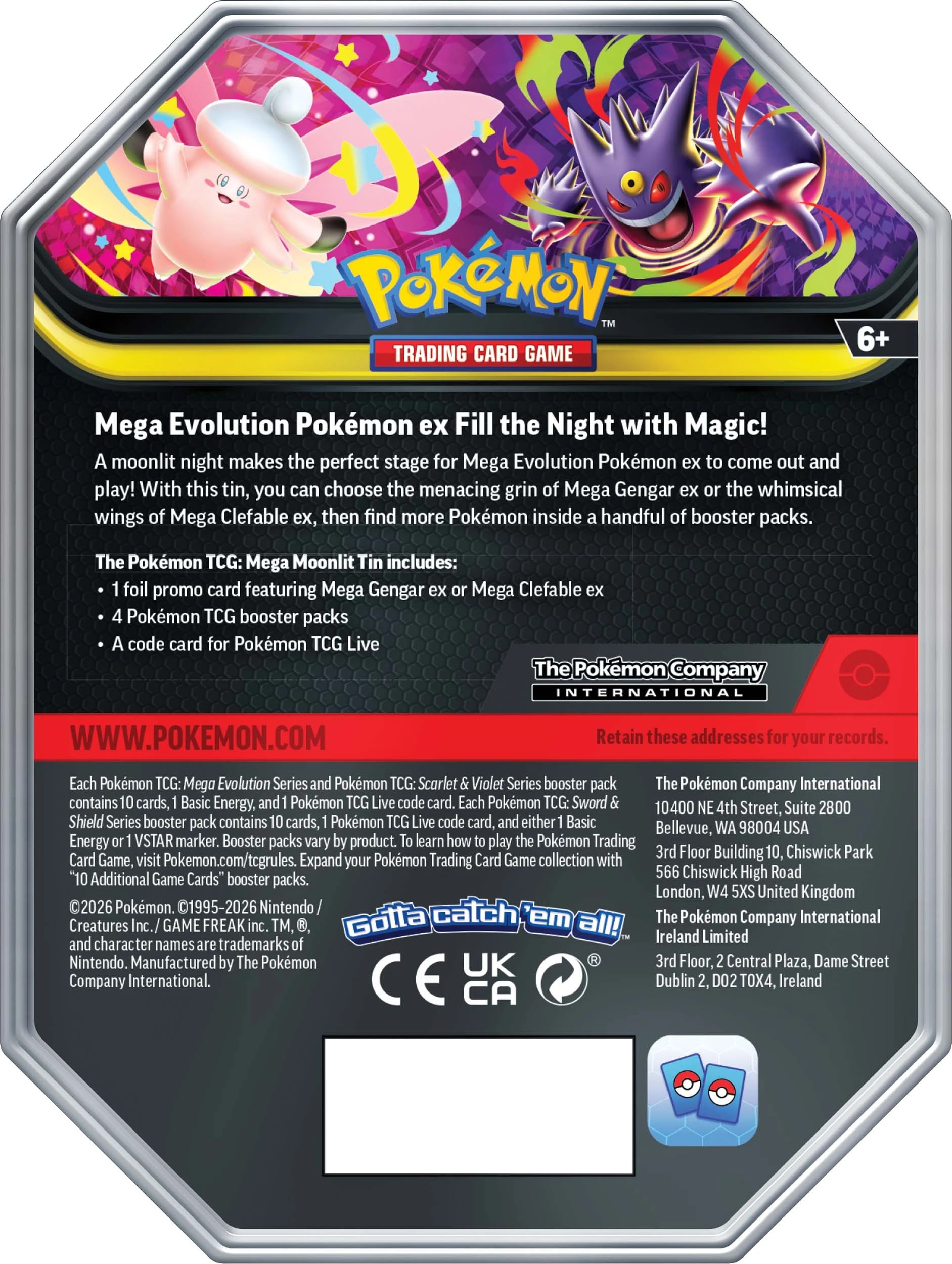 4 Pokemon Trading Card Game: Mega Moonlit Tin - Assorted, 4 of 6