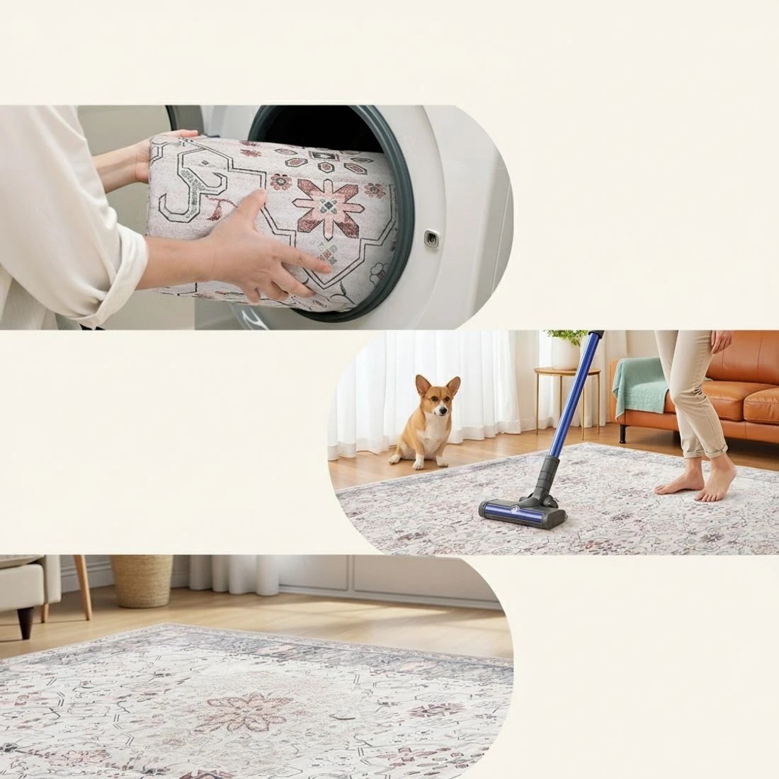 7 Artiss Washable Floor Rug 160X230cm Large Area Rug Modern Living Room Carpet - Beige, 7 of 9