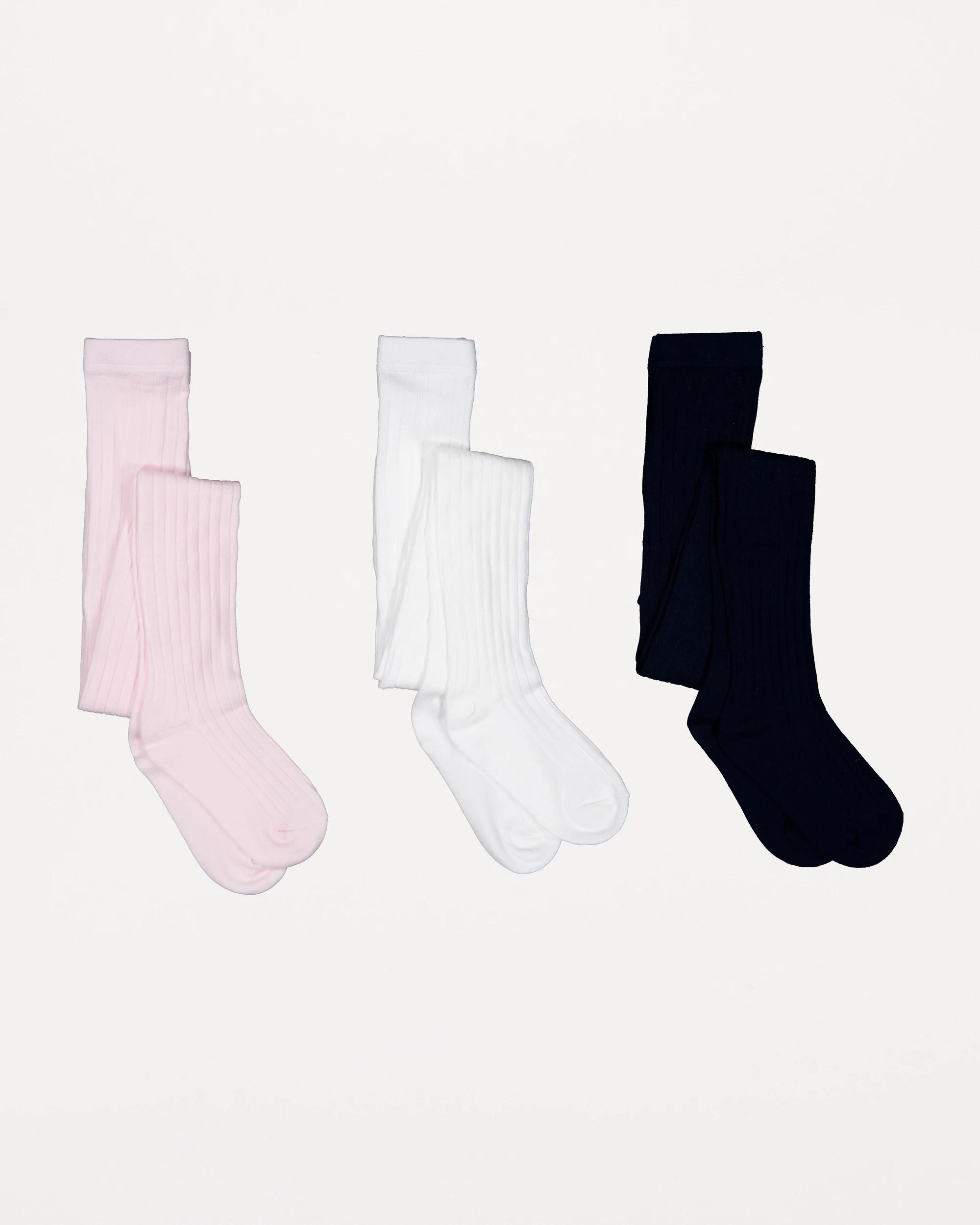 2 3 Pack Rib Knit Tights Pnk Tights, 2 of 3