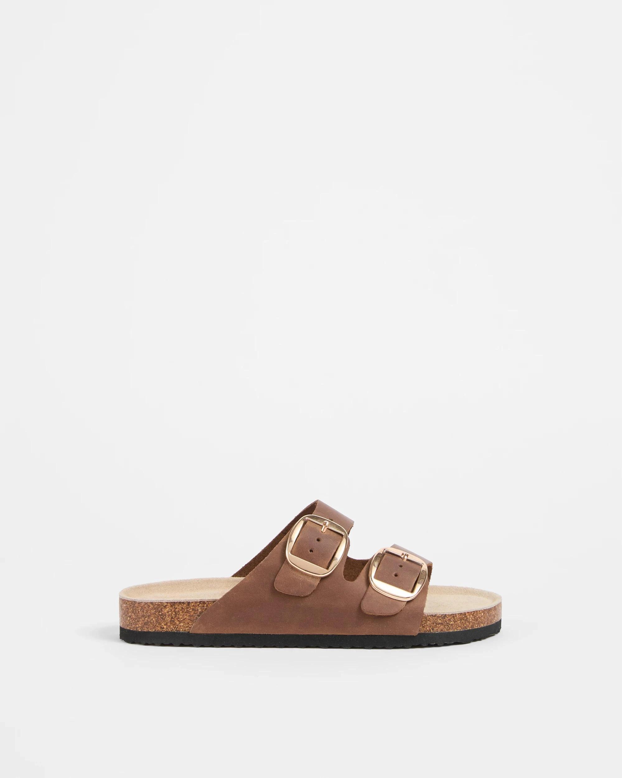 1 Target Youth Girls Youth Full Grain Leather Moulded Cork Sandal CHOCOLATE, 1 of 3