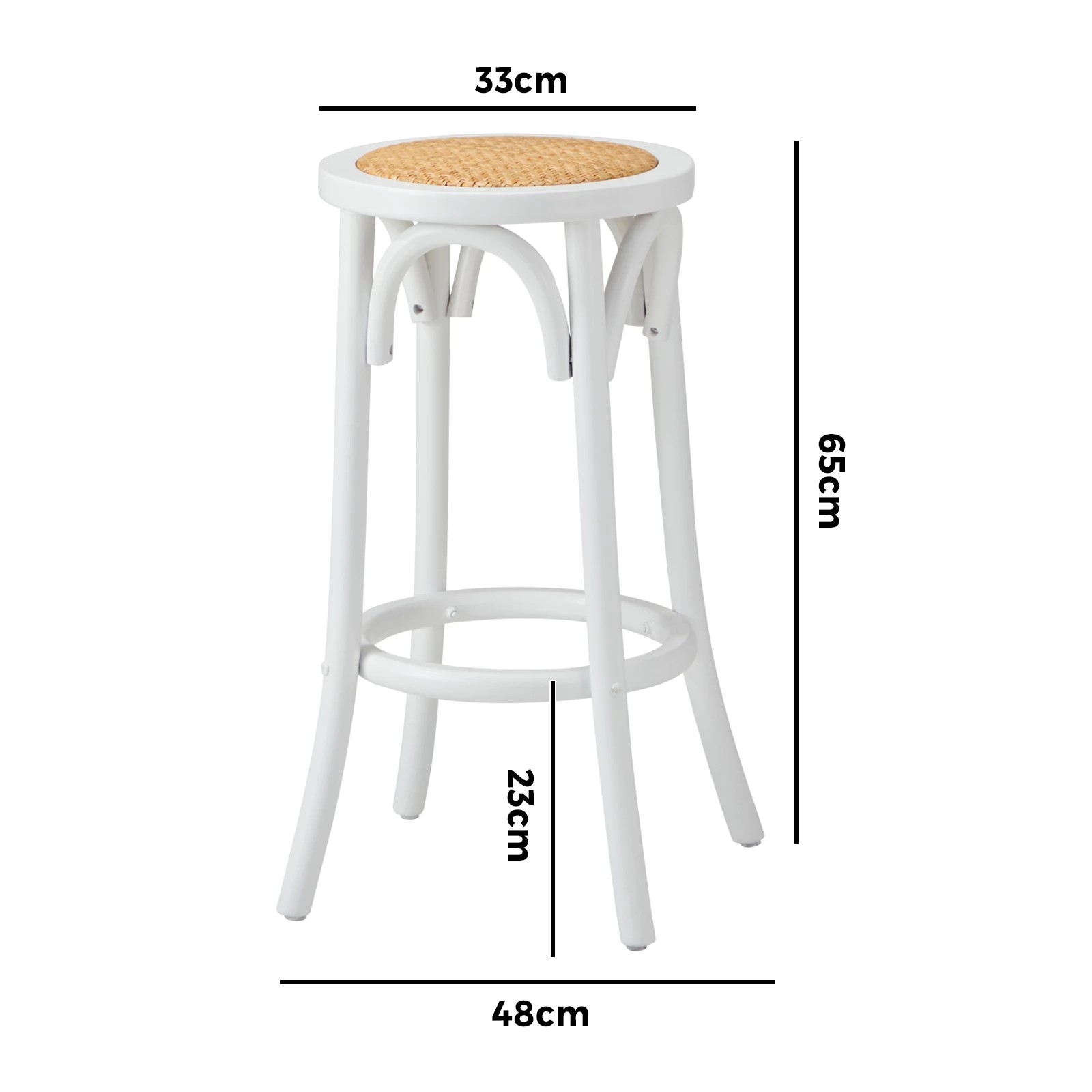 10 Oikiture 2x Bar Stools Kitchen Vintage Dining Chair Rattan Seat
 - White, 10 of 10