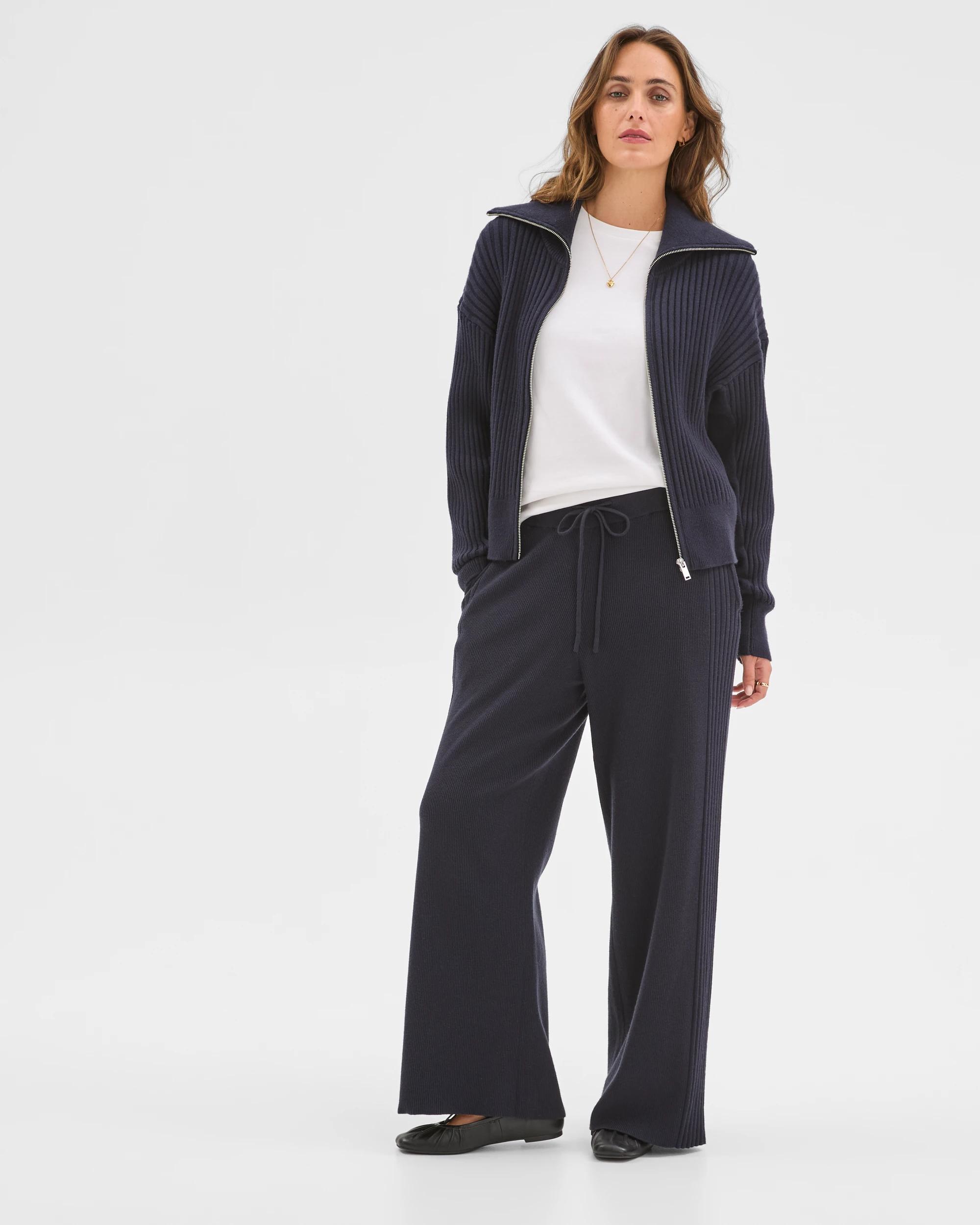 2 Target Woman Clean Knit Rib Lounge Pants NAVY MARLE, 2 of 6