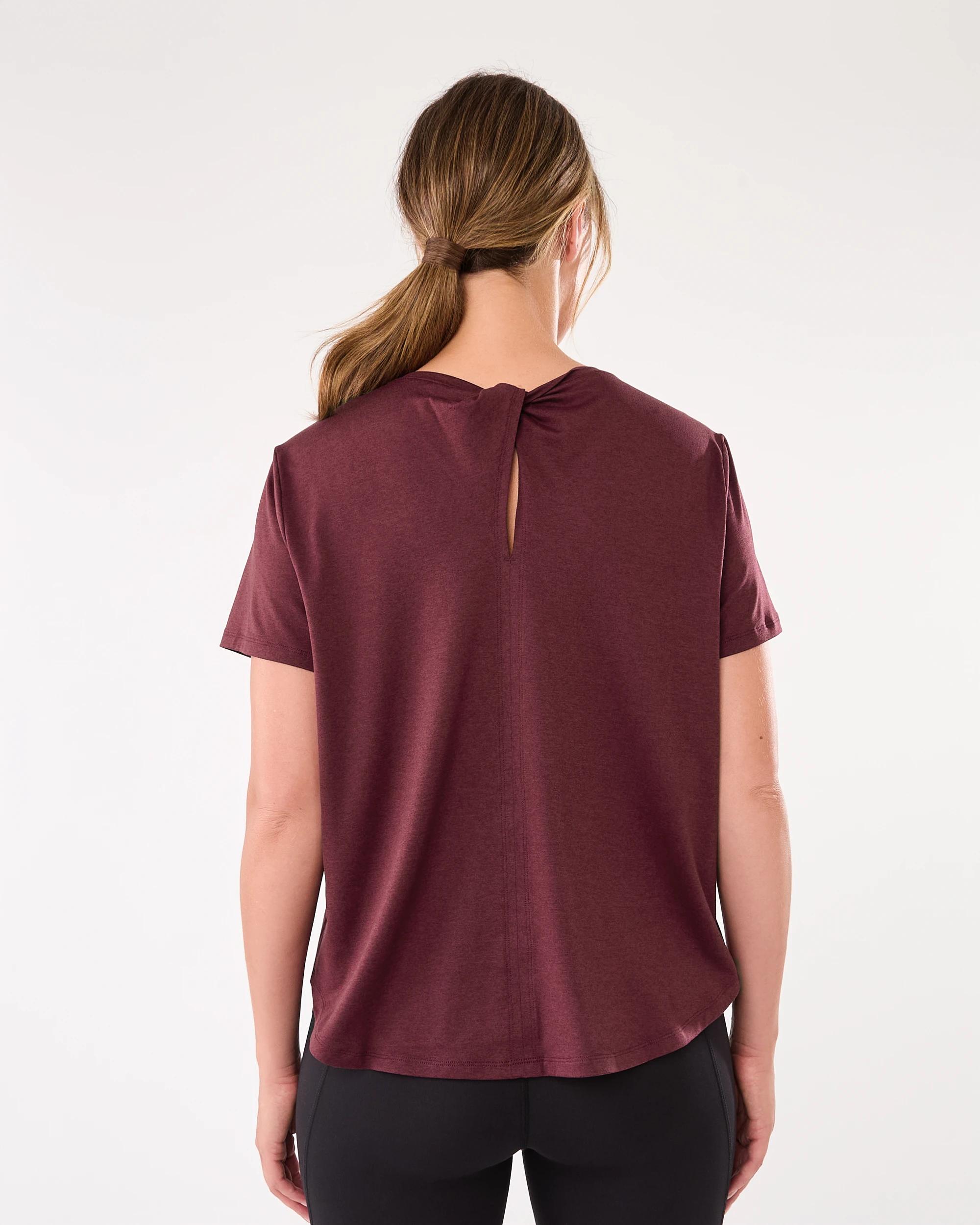 3 Active Womens Twist Back Studio T-shirt Royal Burg, 3 of 7