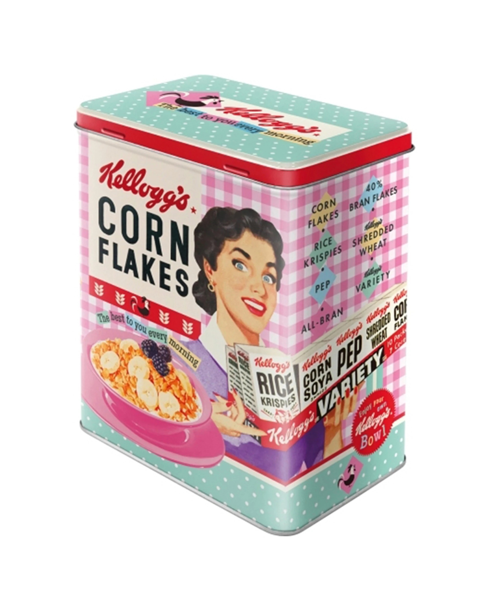 1 Nostalgic-Art Large Storage Tin Box - Kelloggs Happy Hostess Corn Flakes - Multi, 1 of 1