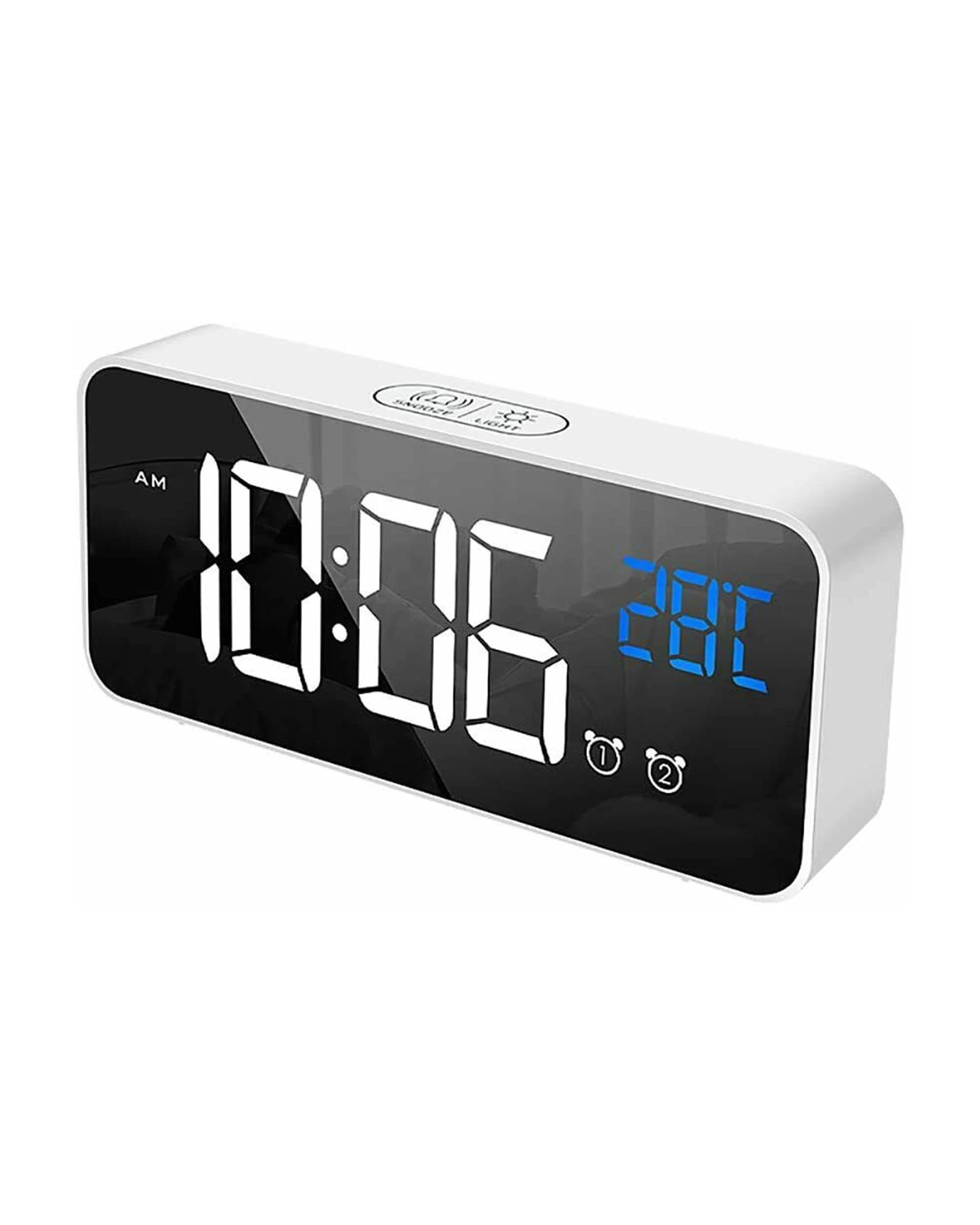 1 TODO LED Digital Alarm Clock Temperature Music Alarm USB Rechargeable - White, 1 of 2