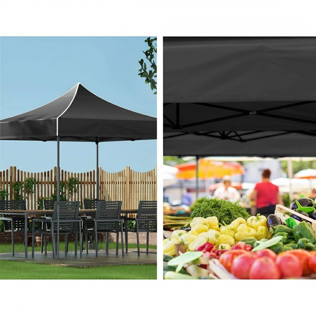 4 Instahut Gazebo Pop Up Marquee 3x3m Folding Tent Wedding Outdoor Camping Canopy Gazebos - Black, 4 of 8