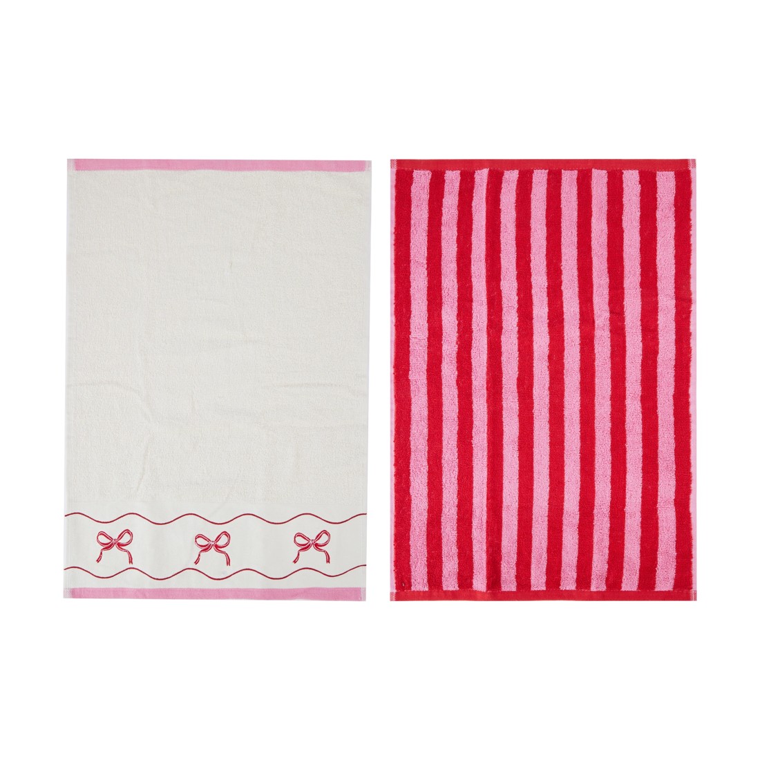 1 2 Pack Cotton Bow Hand Towels, 1 of 4