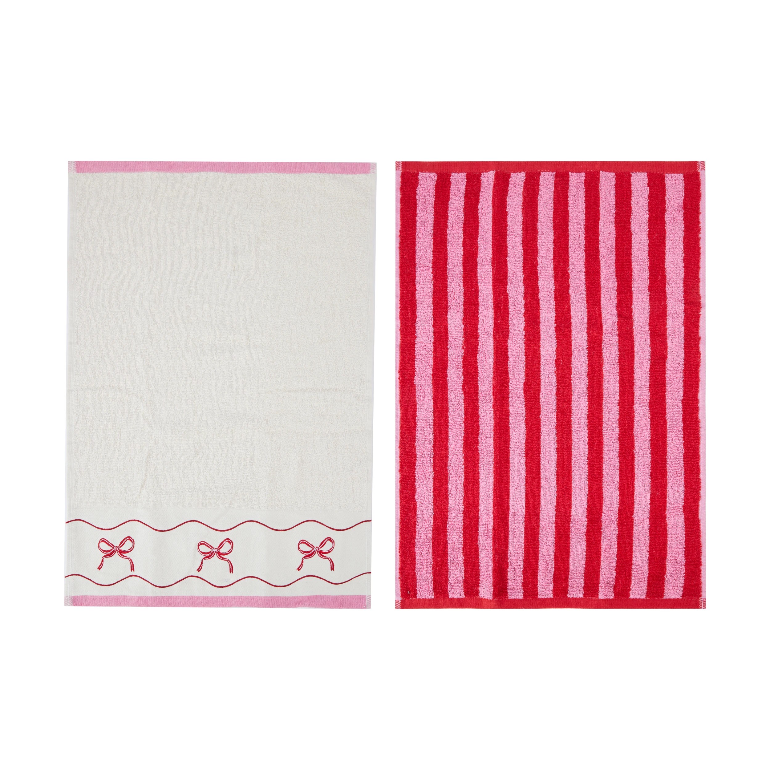 1 2 Pack Cotton Bow Hand Towels, 1 of 4