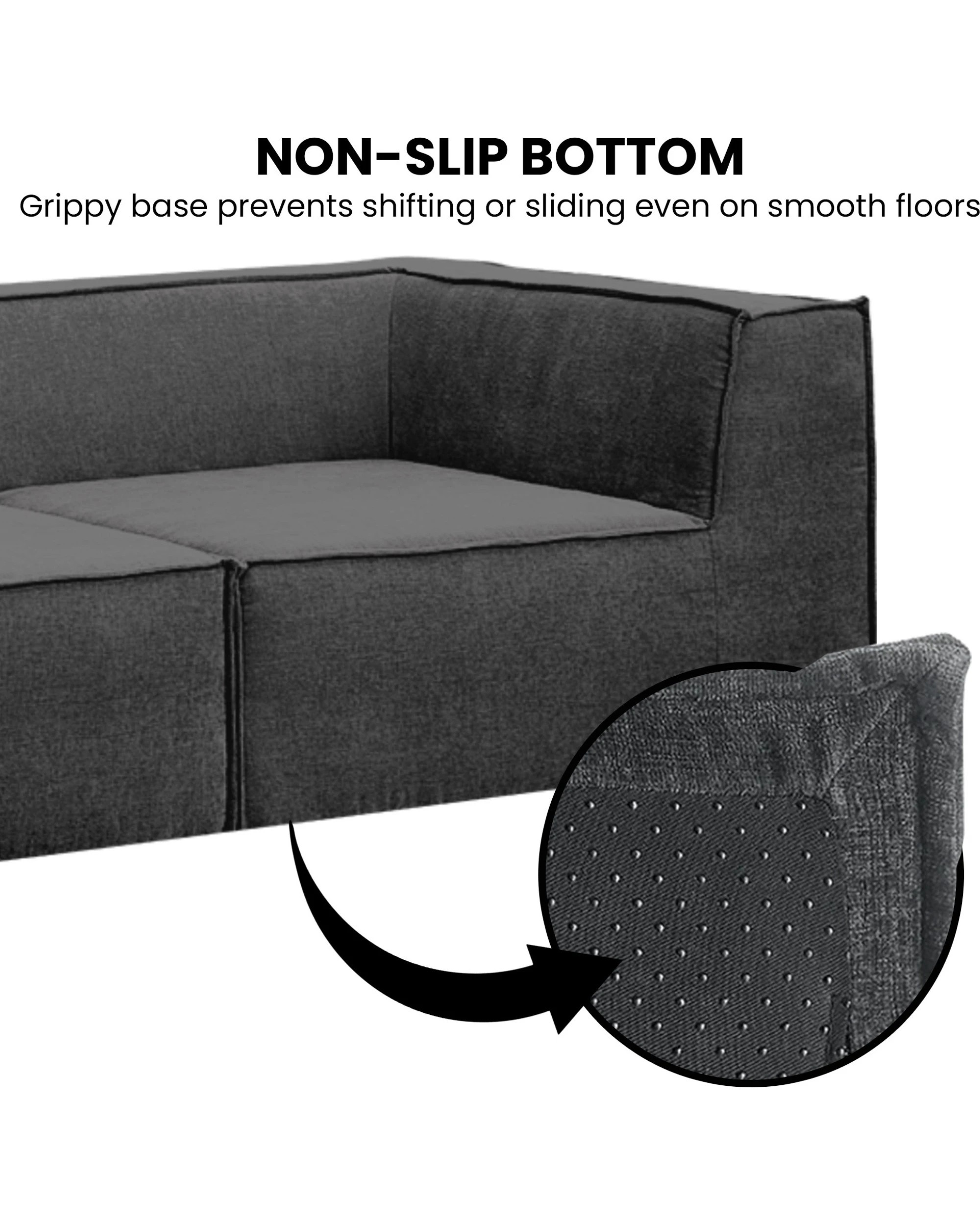 7 Sarantino Novi 3-Seater Modular Sofa Ottoman Charcoal Black Non-Slip Bottom Lounge, 7 of 9