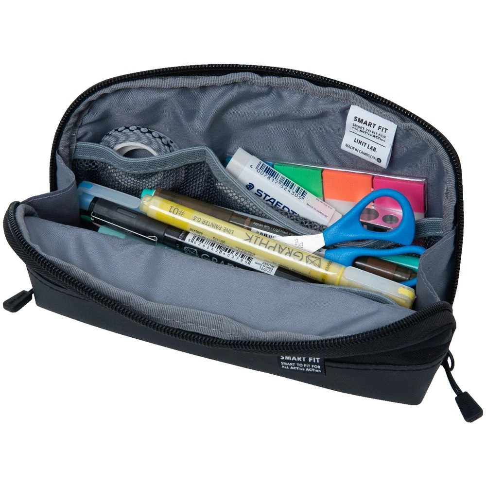 2 Smart Fit Single Zip Wide Open Pencil Case Black, 2 of 5