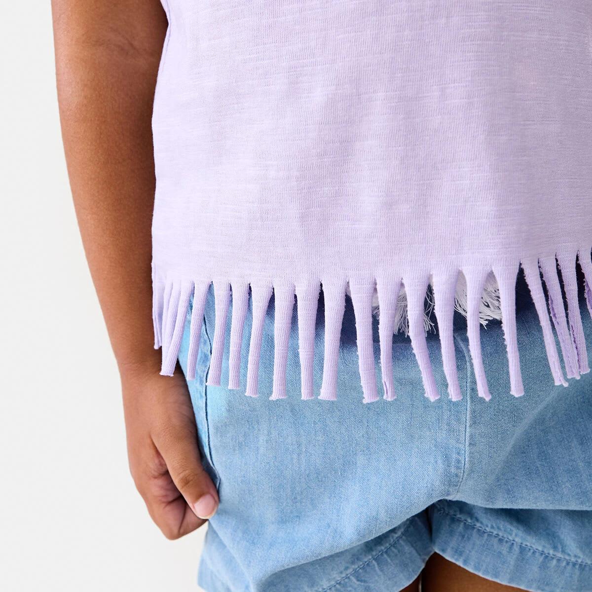 5 Short Sleeve Fringe T-shirt Pst Purple, 5 of 9