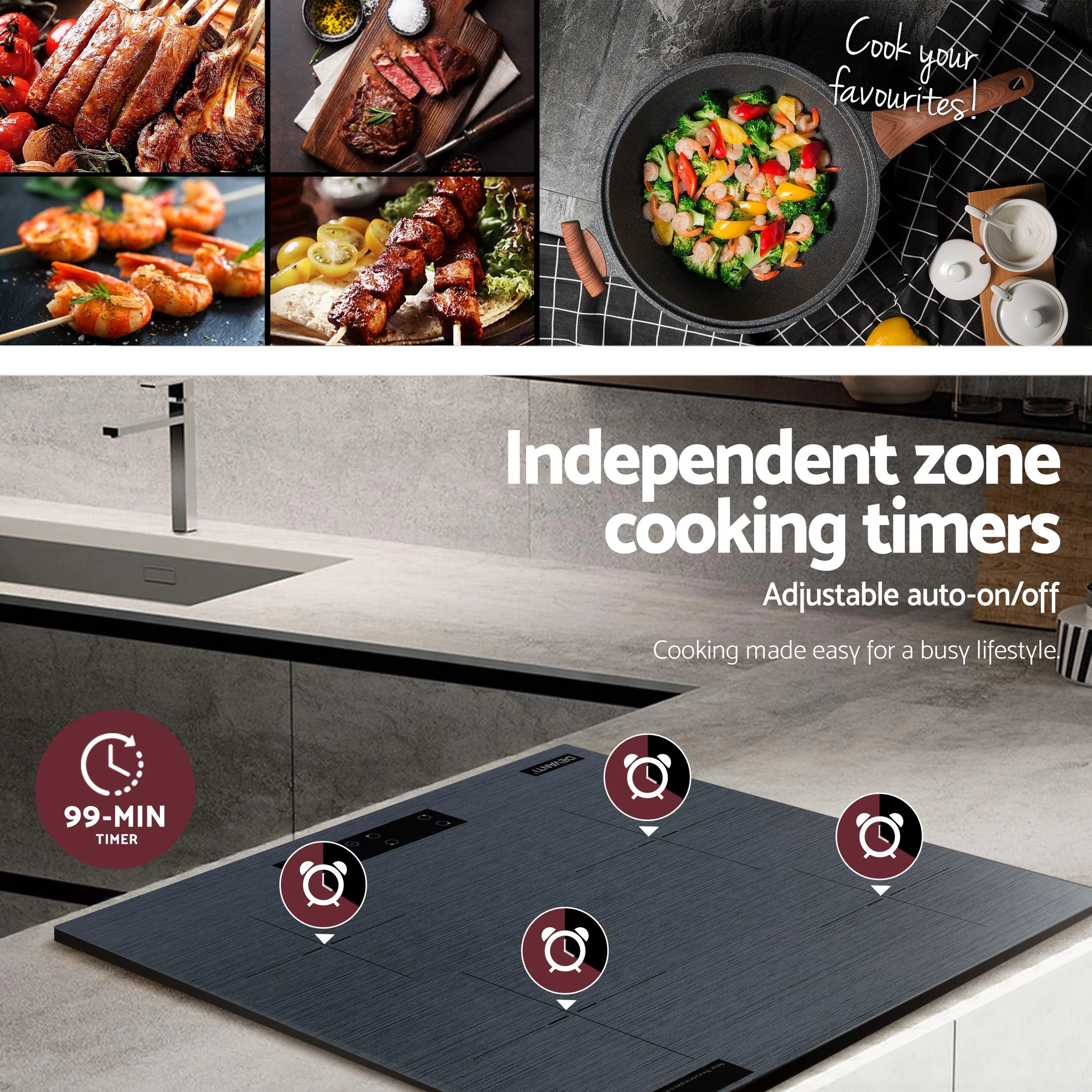 8 Devanti Electric Ceramic Cooktop 60cm Touch Control - Grey, 8 of 10