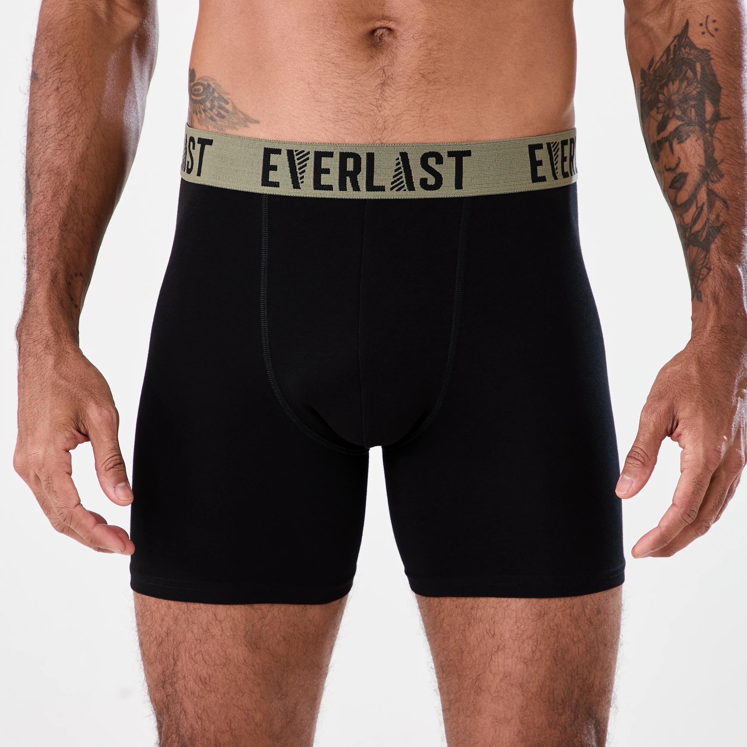 3 3 Pack Everlast Mens Mid Length Trunks EVERLAST BLACK, 3 of 8