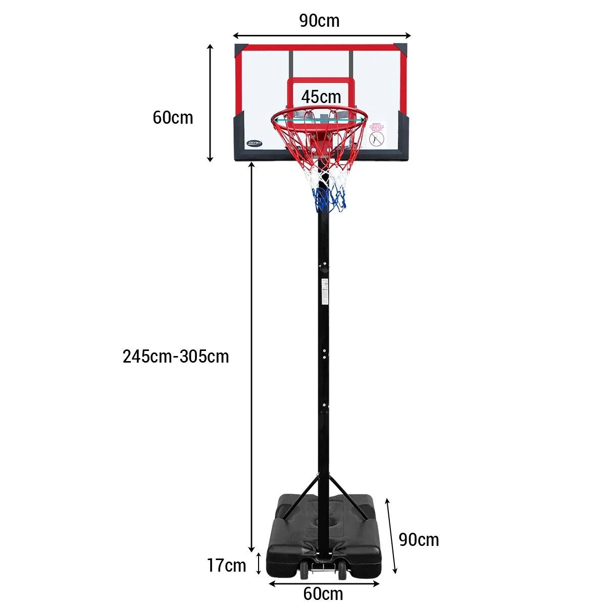 3 Ausway Basketball Hoop Stand System Ring Portable Height, 3 of 4
