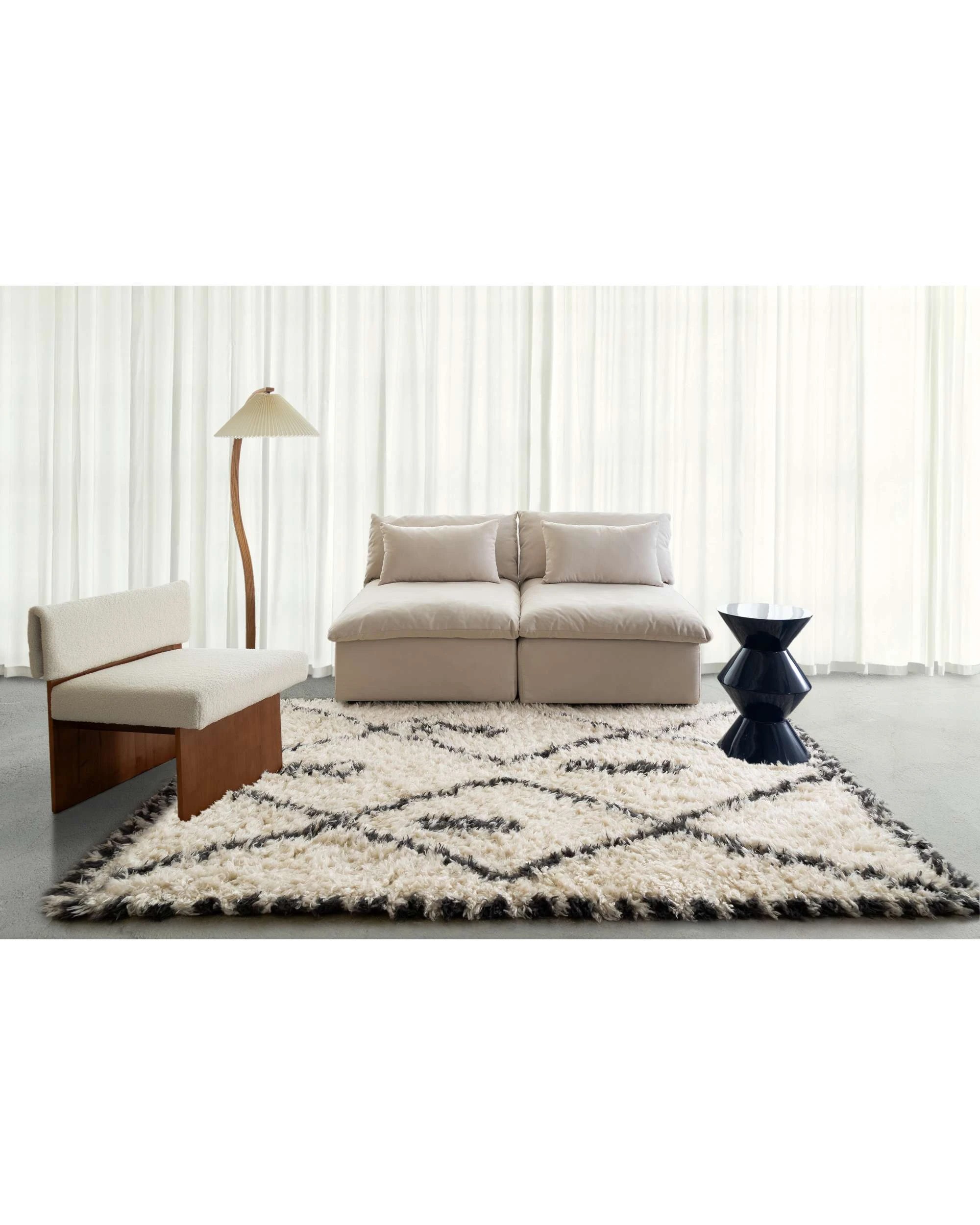 2 Loopsie Alcara Diamond Shag Rug-290cm x 200cm - White, 2 of 8