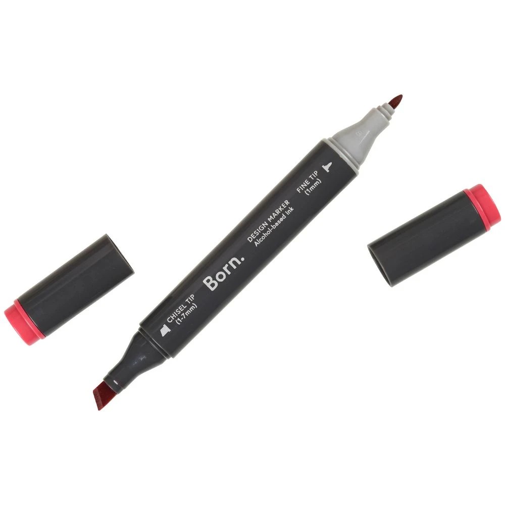 3 Born Professional Dual-Tip Artist Marker Deep Red R872, 3 of 4