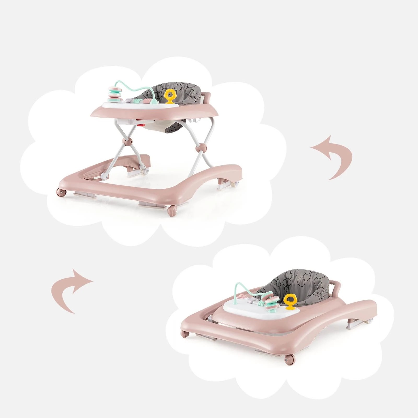 2 Costway 3-in-1 Baby Walker Foldable Ride-on Toy, 2 of 3