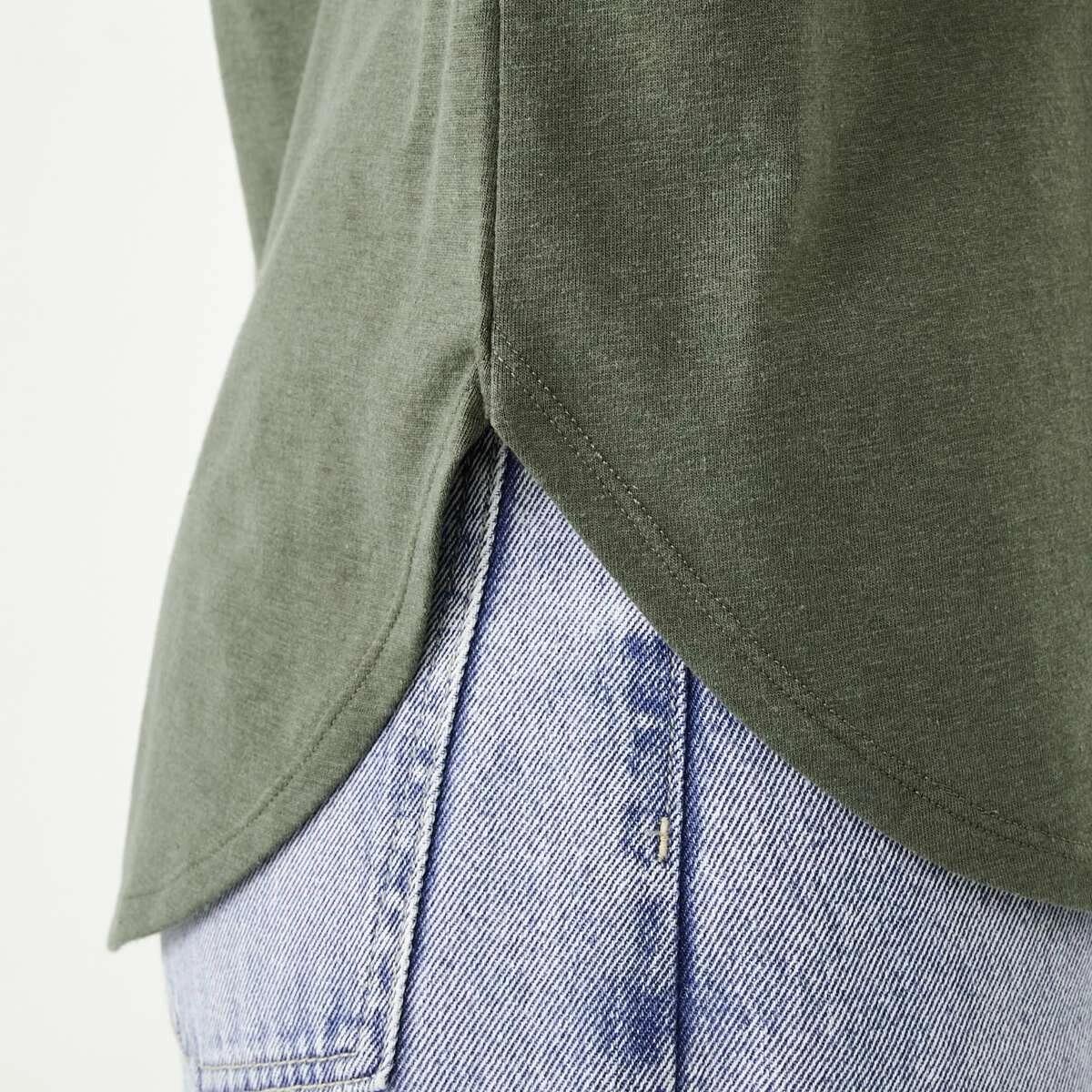 6 Extended Sleeve Slub T-shirt Grn Olive, 6 of 6