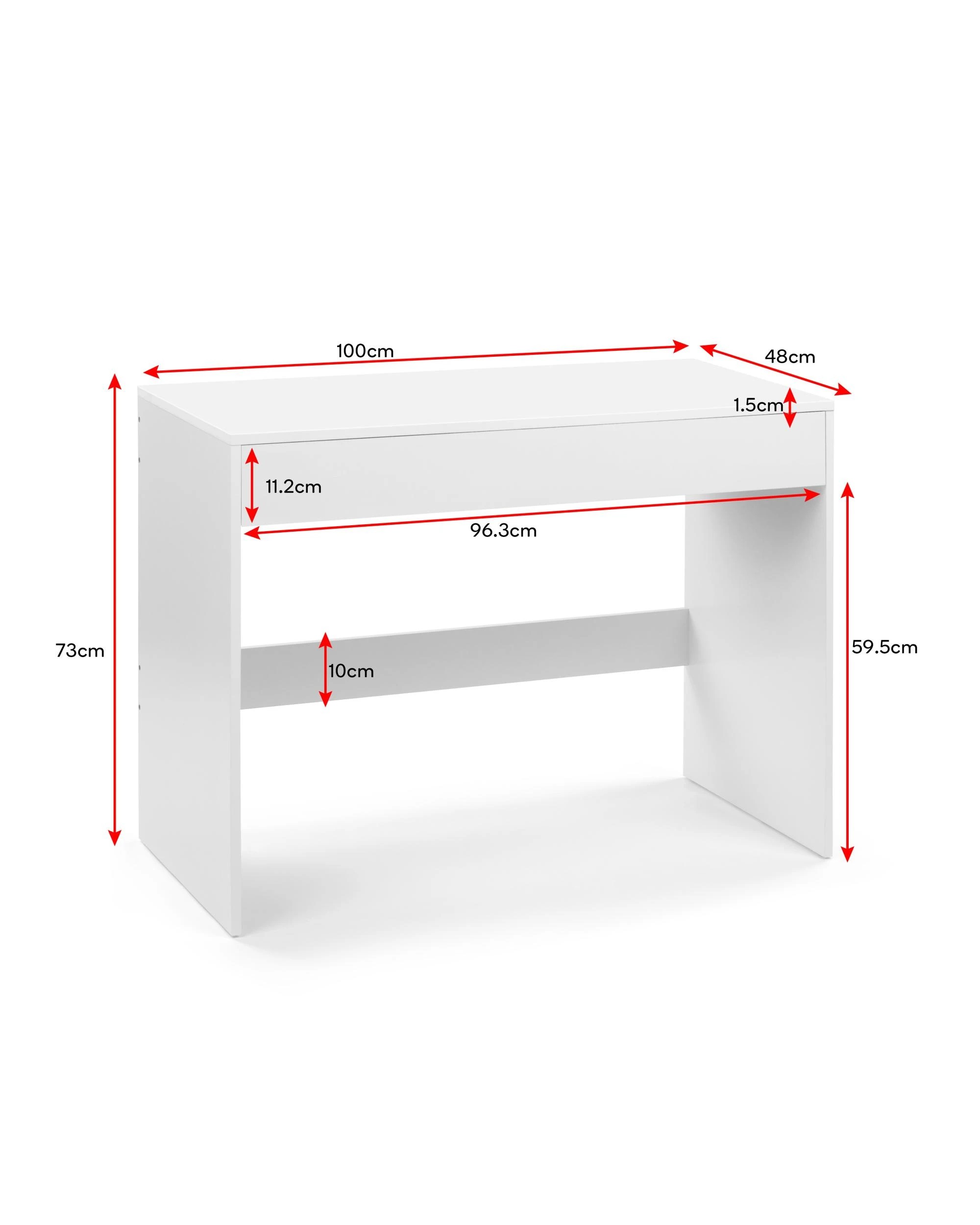 7 Kodu Belle Computer Desk Student Study Office Desk with Drawer - White, 7 of 8