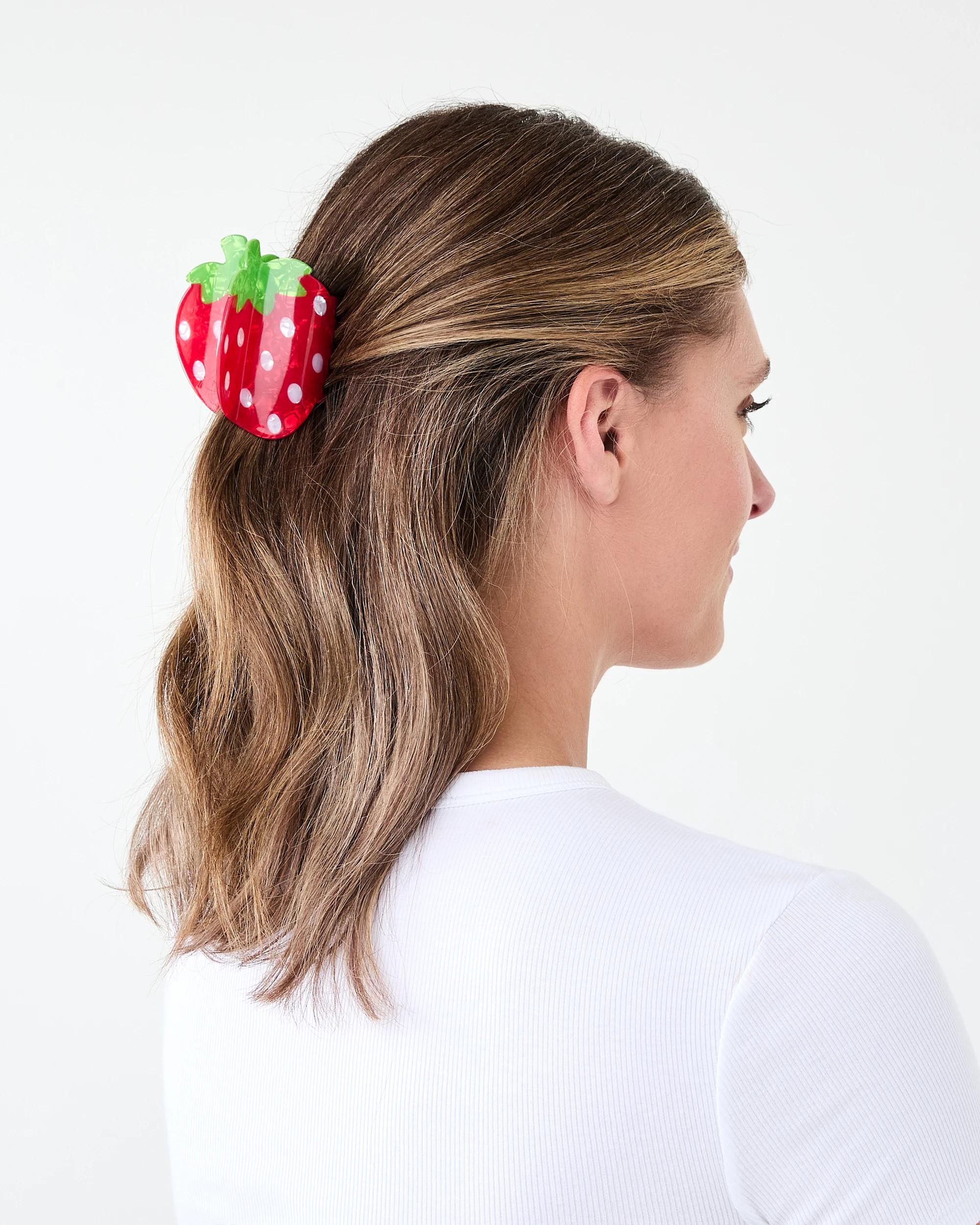 3 Red Strawberry Claw Hair Clip Red, 3 of 4