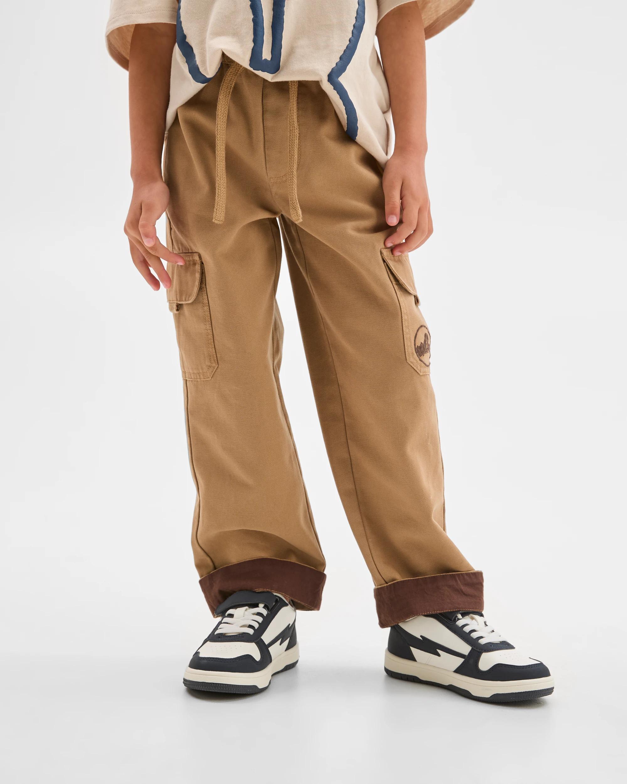 2 Target Kids Australian Cotton Blend Elastic Waistband Cargo Pants TAN, 2 of 8