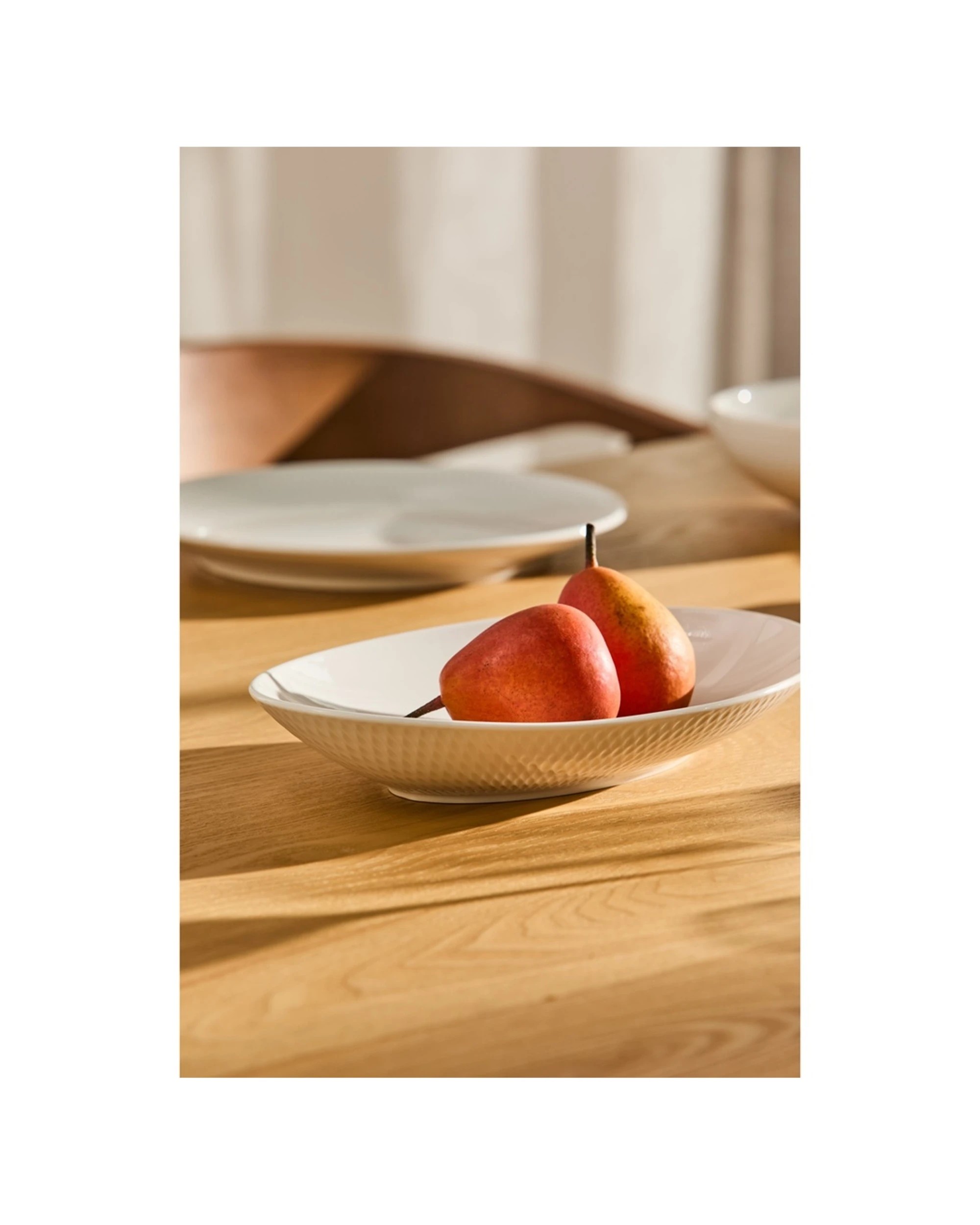 2 Maxwell & Williams Basics Diamonds Oval Bowl 25x17cm Porcelain - White, 2 of 3