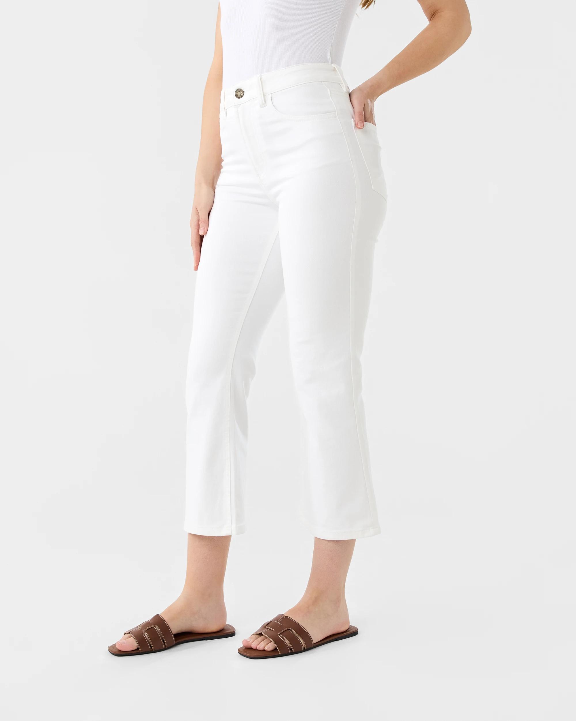 2 Cropped Kick Flare Jeans White, 2 of 7