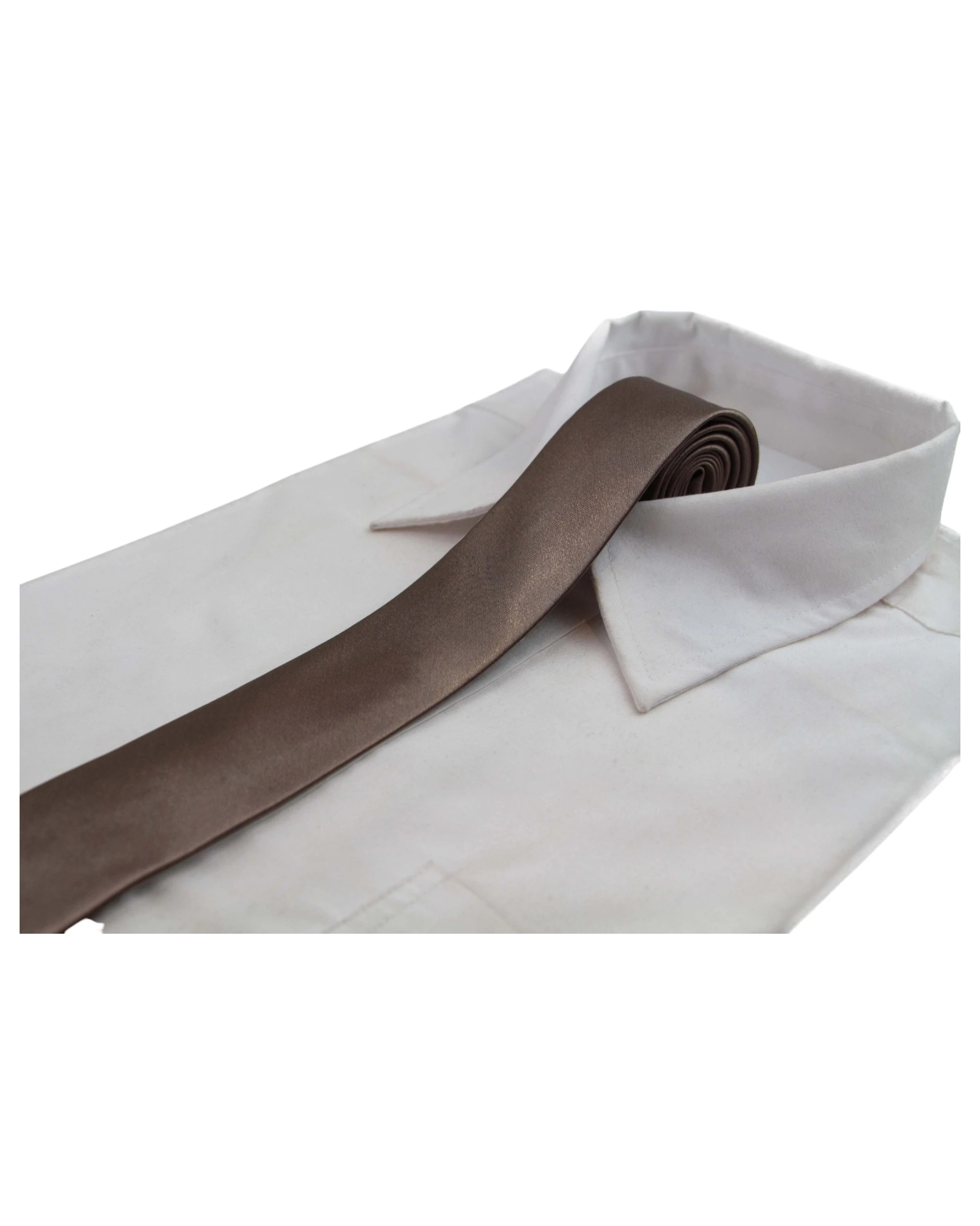 1 Zasel Mens Cafe 5cm Skinny Plain Neck Tie - Brown, 1 of 1