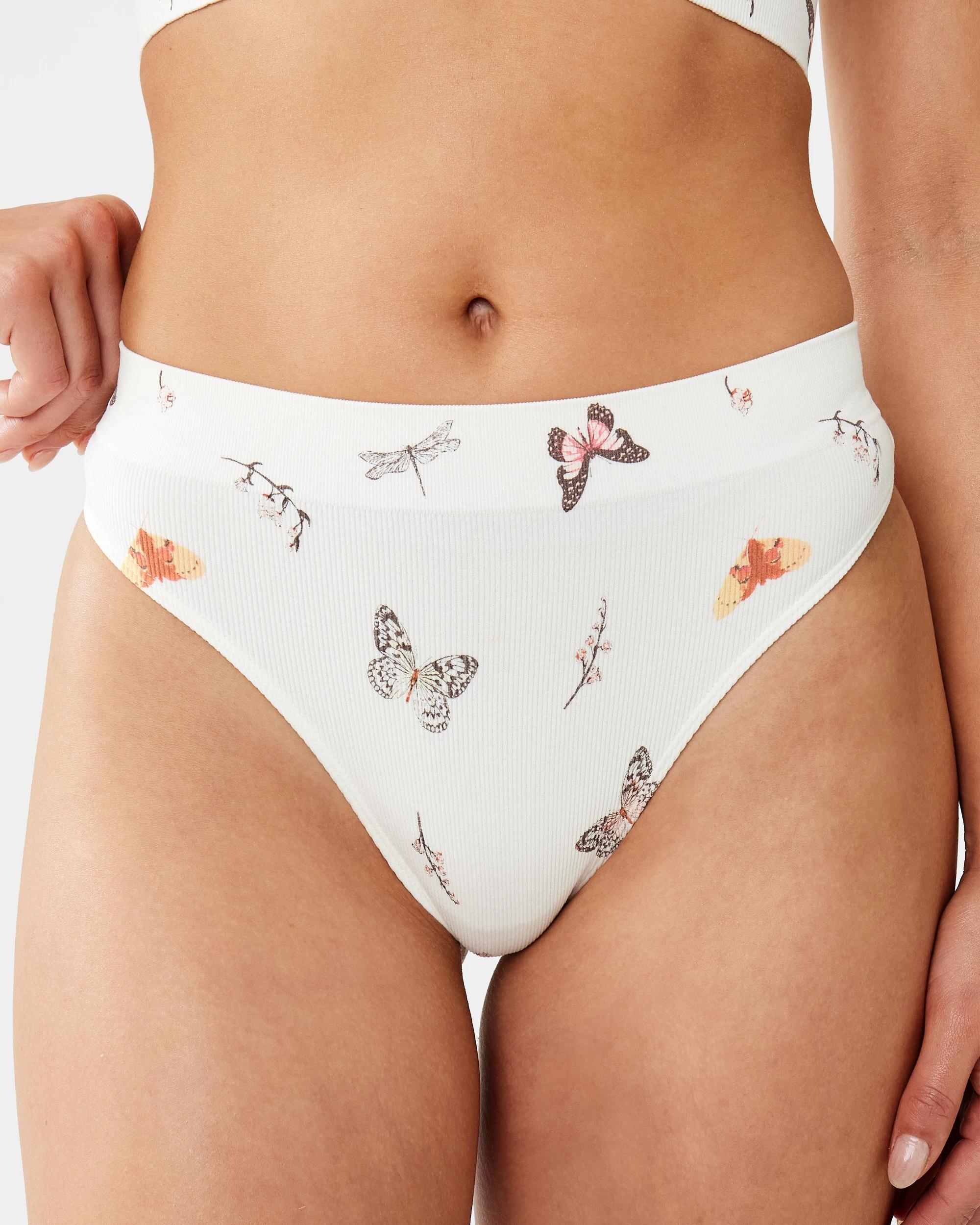 5 3 Pack Seamfree Rib G-String Briefs Butterfly, 5 of 10