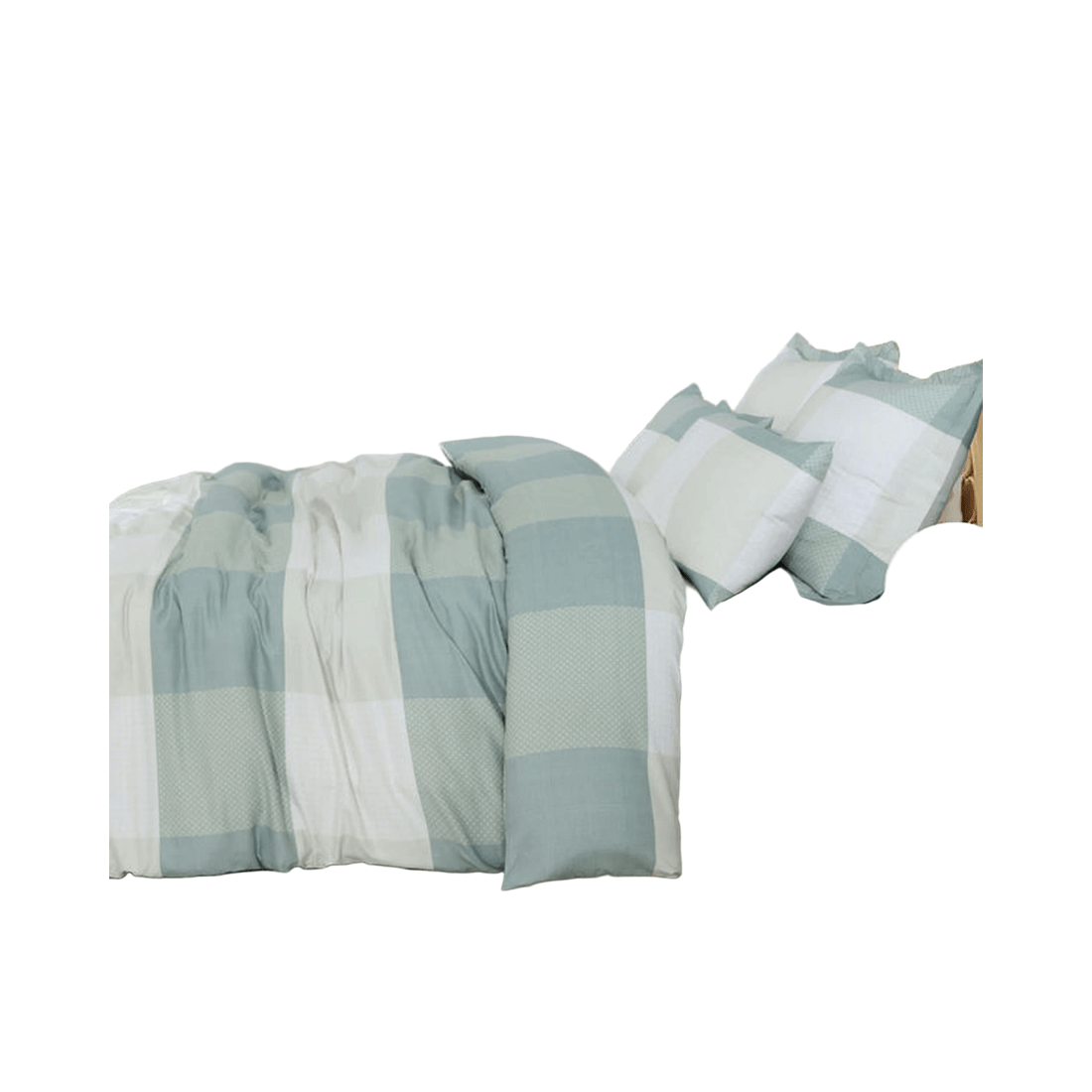 1 Amsons Premium Microfiber Double Quilt Cover Set - Sage Check
 - Double Bed
 - blue, 1 of 5