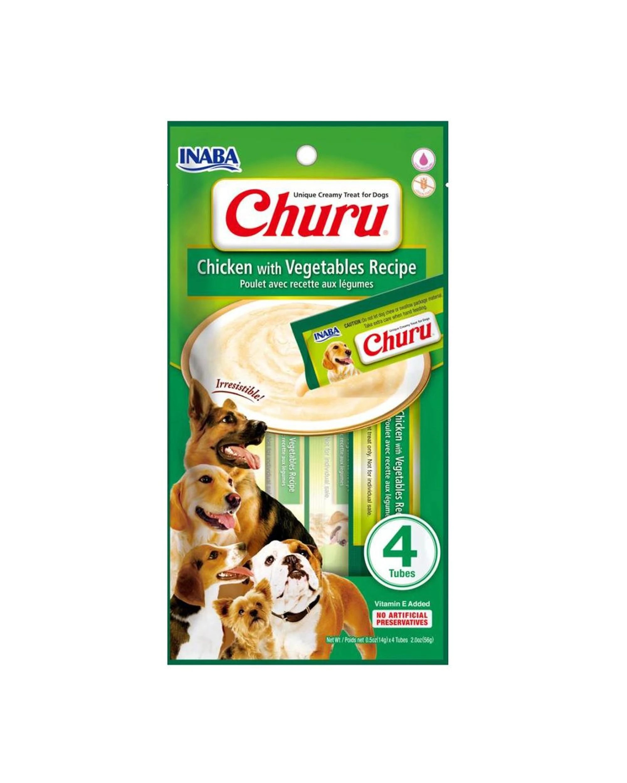 1 Inaba Churu Natural Dog Treat Chicken w/ Vegetables 6 x 56g, 1 of 2