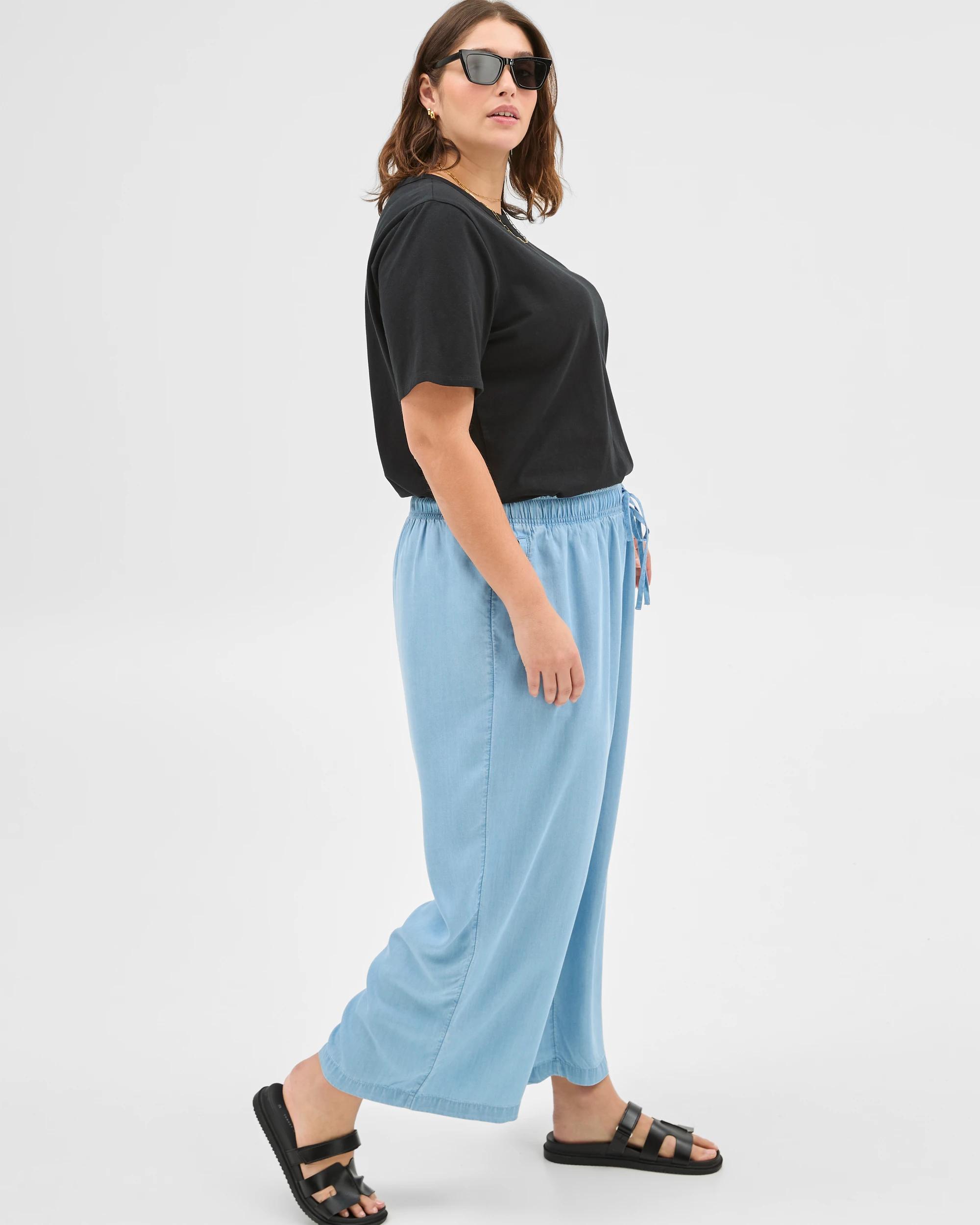 5 Target Plus Size Soft Cropped Wide Leg Pants LIGHT WASH, 5 of 6