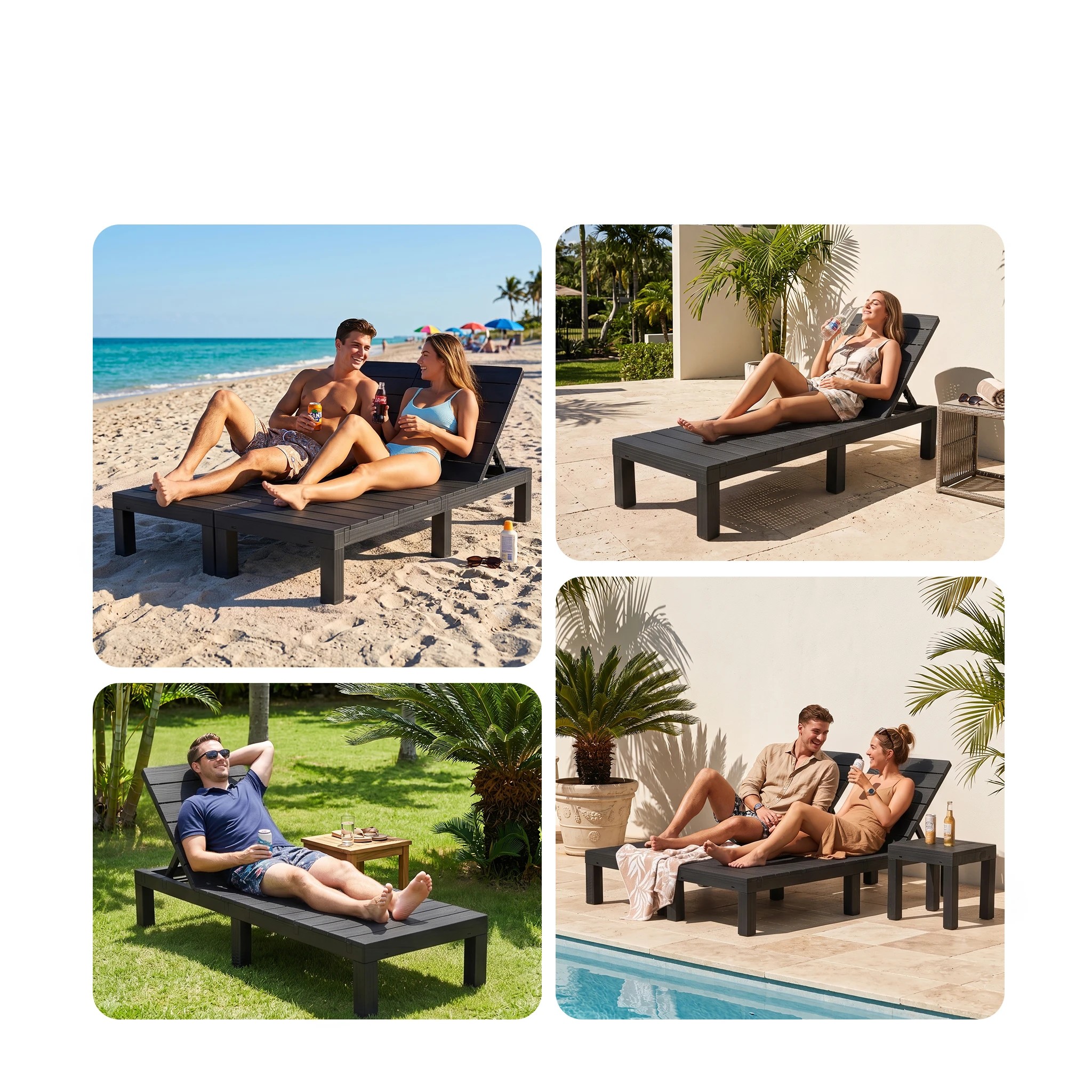 8 Gardeon Sun Lounge Foldable Outdoor Pool Pation Recliner Slatted - Black, 8 of 8