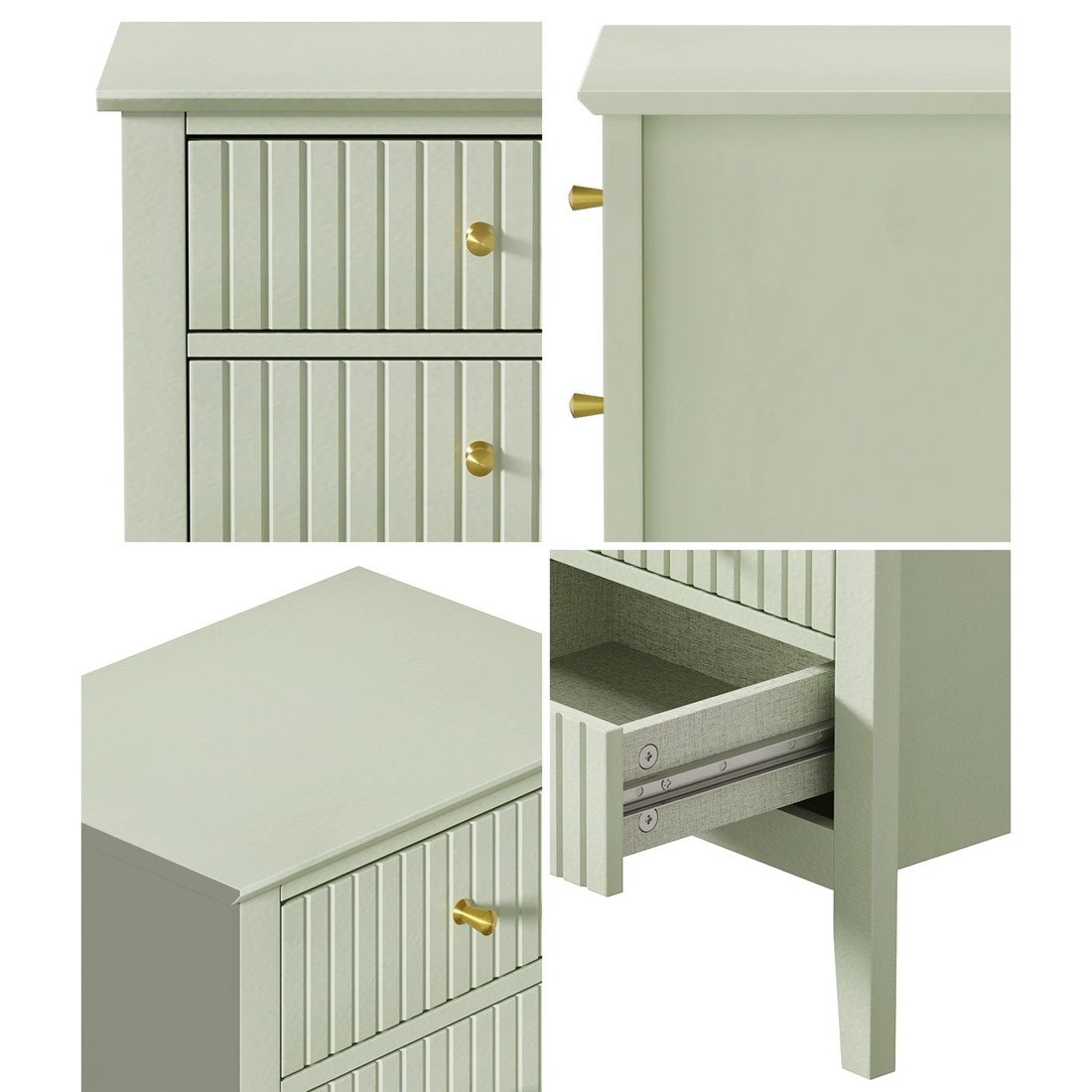 5 Oikiture Bedside Tables Set of 2 Side End Storage Furniture Nightstand - Green, 5 of 9