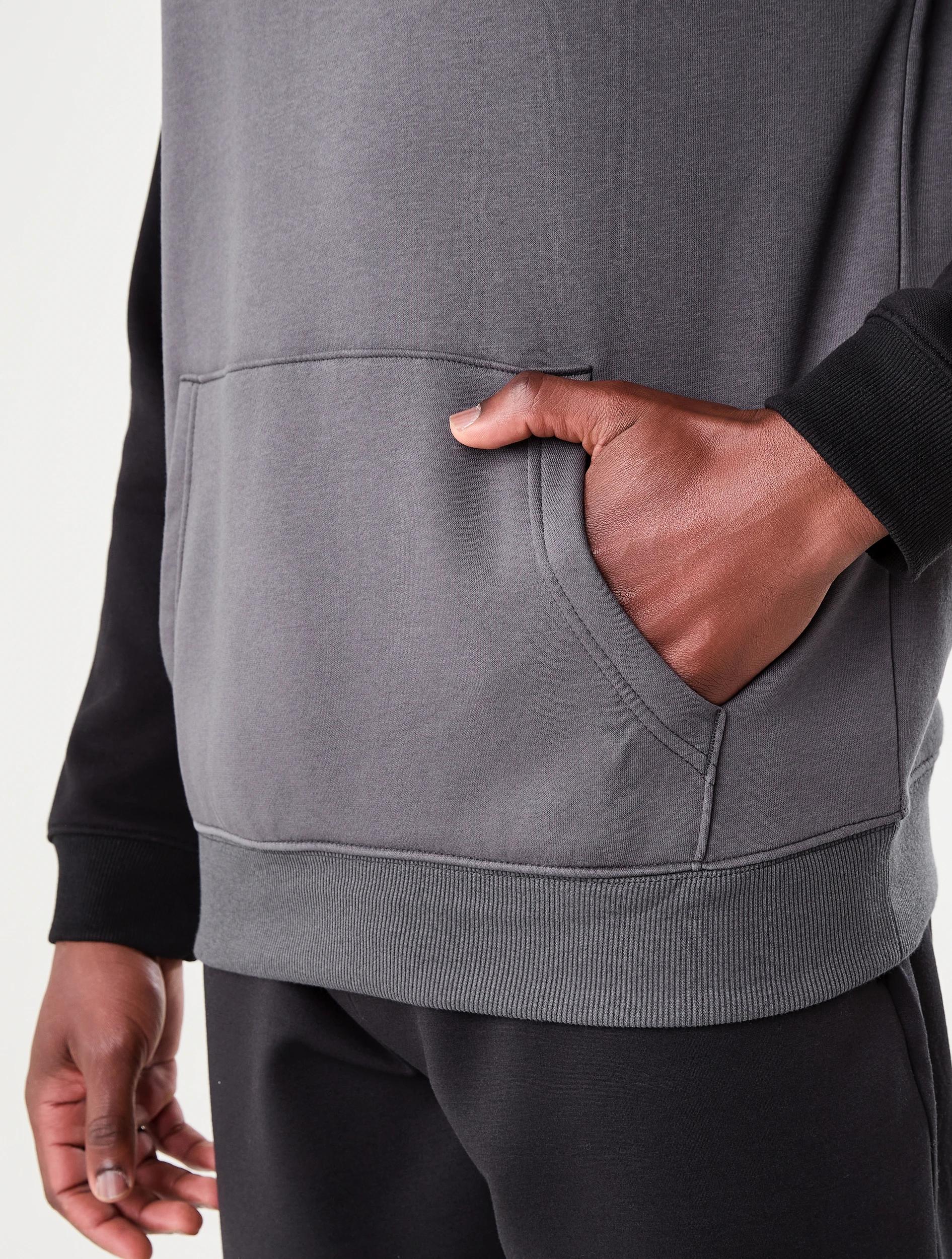 6 Active Mens Raglan Hoodie Black/grey, 6 of 6