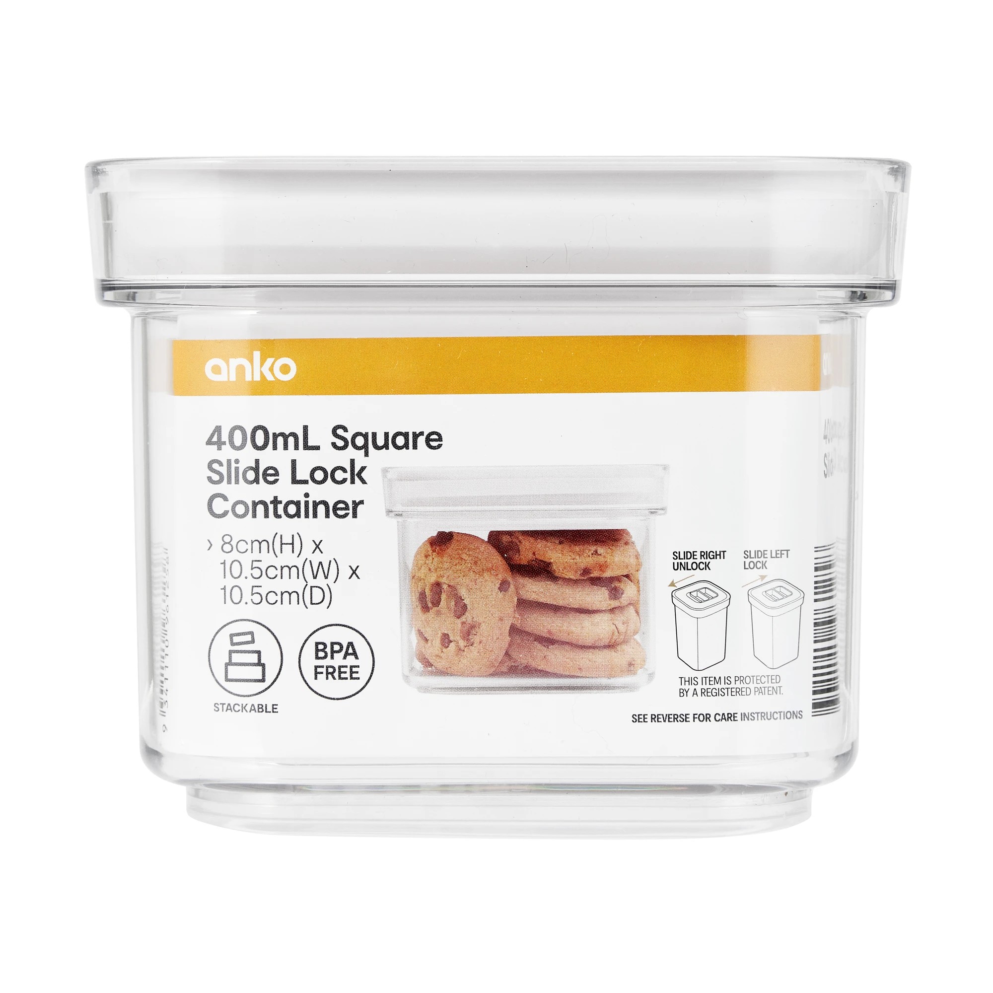 4 400ml Square Slide Lock Container, 4 of 4