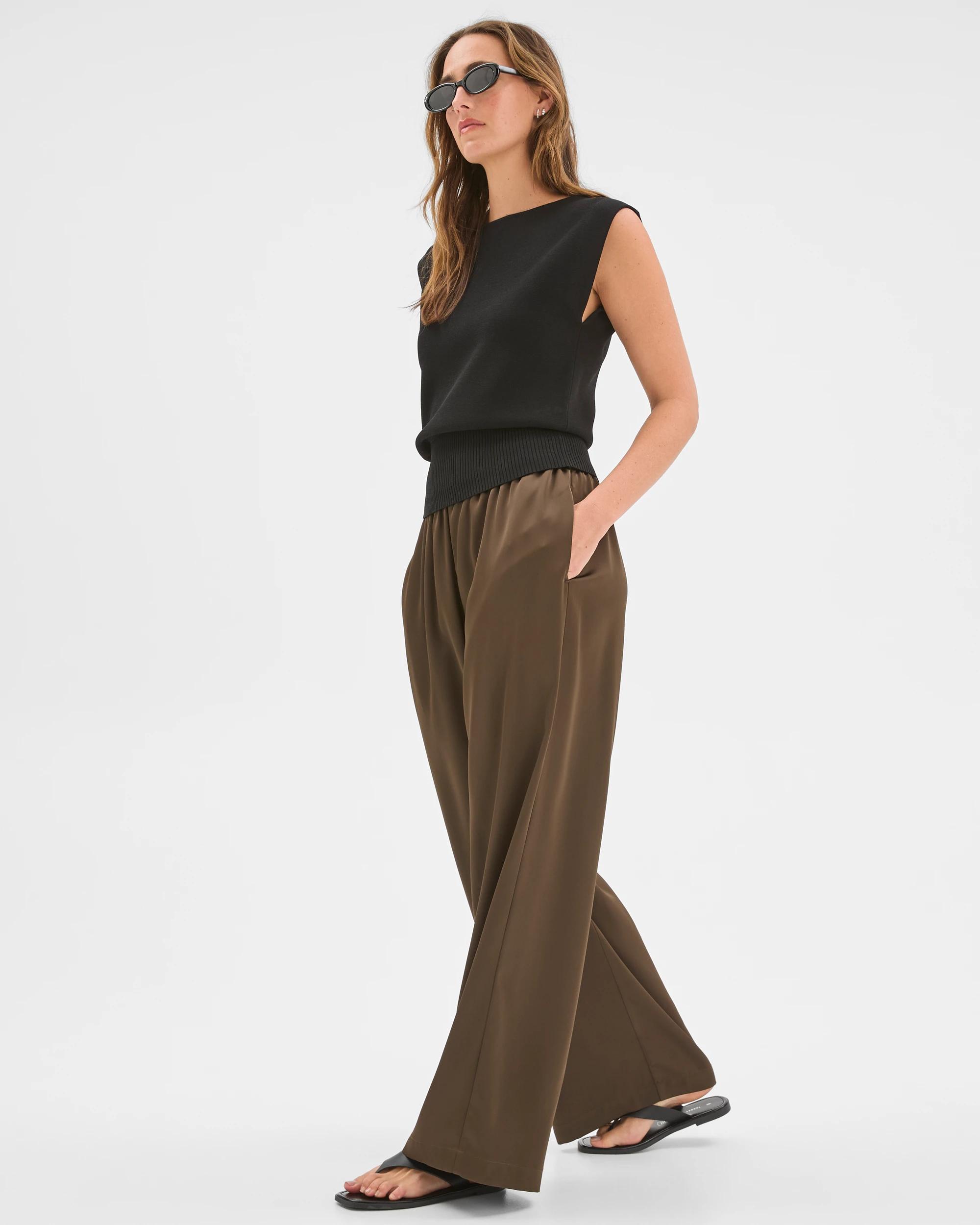 3 Preview Satin Pants DARK OLIVE, 3 of 7