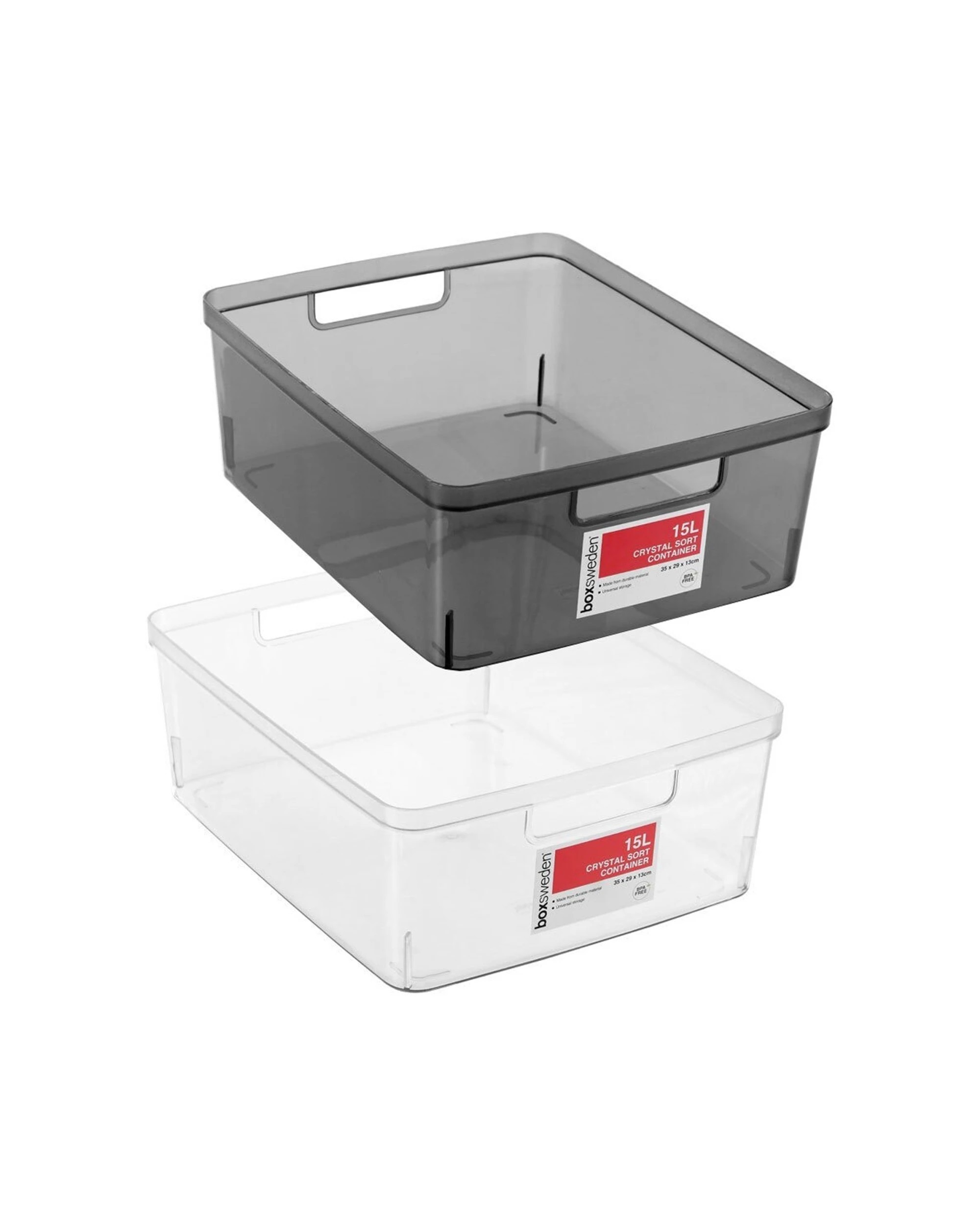1 Boxsweden 2PK Crystal Sort Container 15L Set 35X29X13cm - Multi, 1 of 5