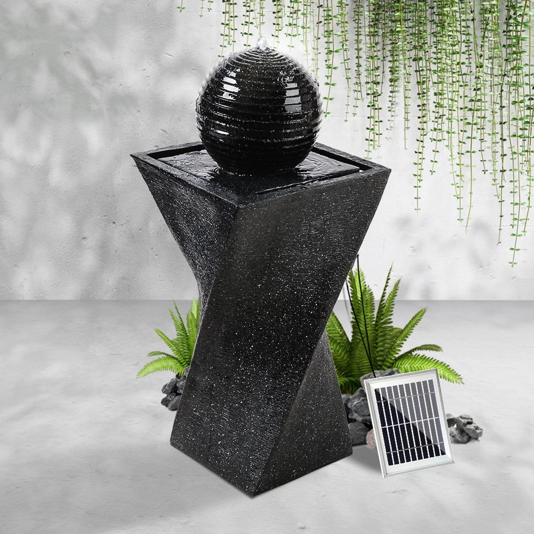 7 Gardeon Solar Water Feature Twisted Fountain LED Light Bird Bath 85CM - Black, 7 of 8