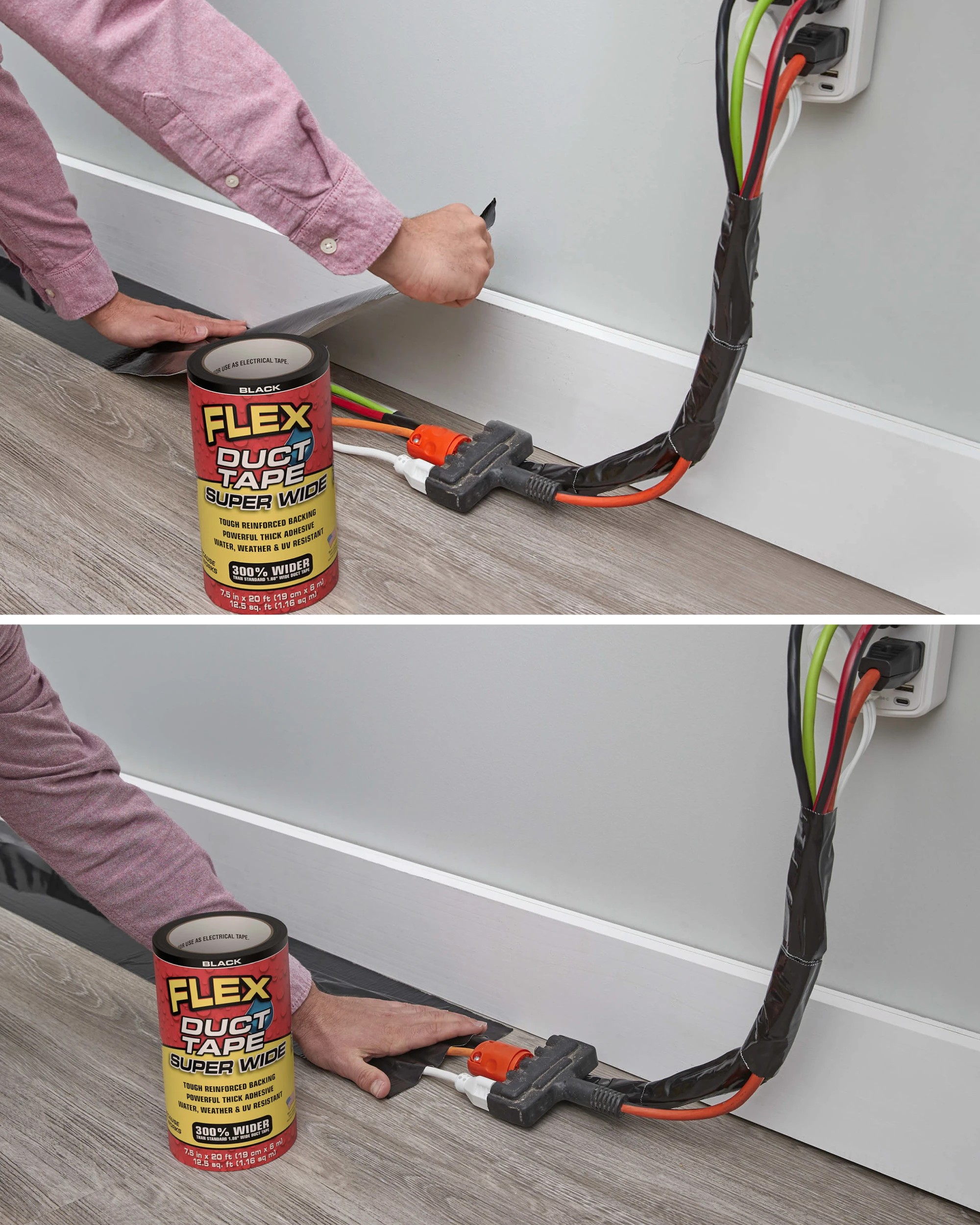 3 Flex Tape Super Wide Duct Tape, 19cm x 6m Black, Strong Heavy Duty Adhesive - Black, 3 of 7
